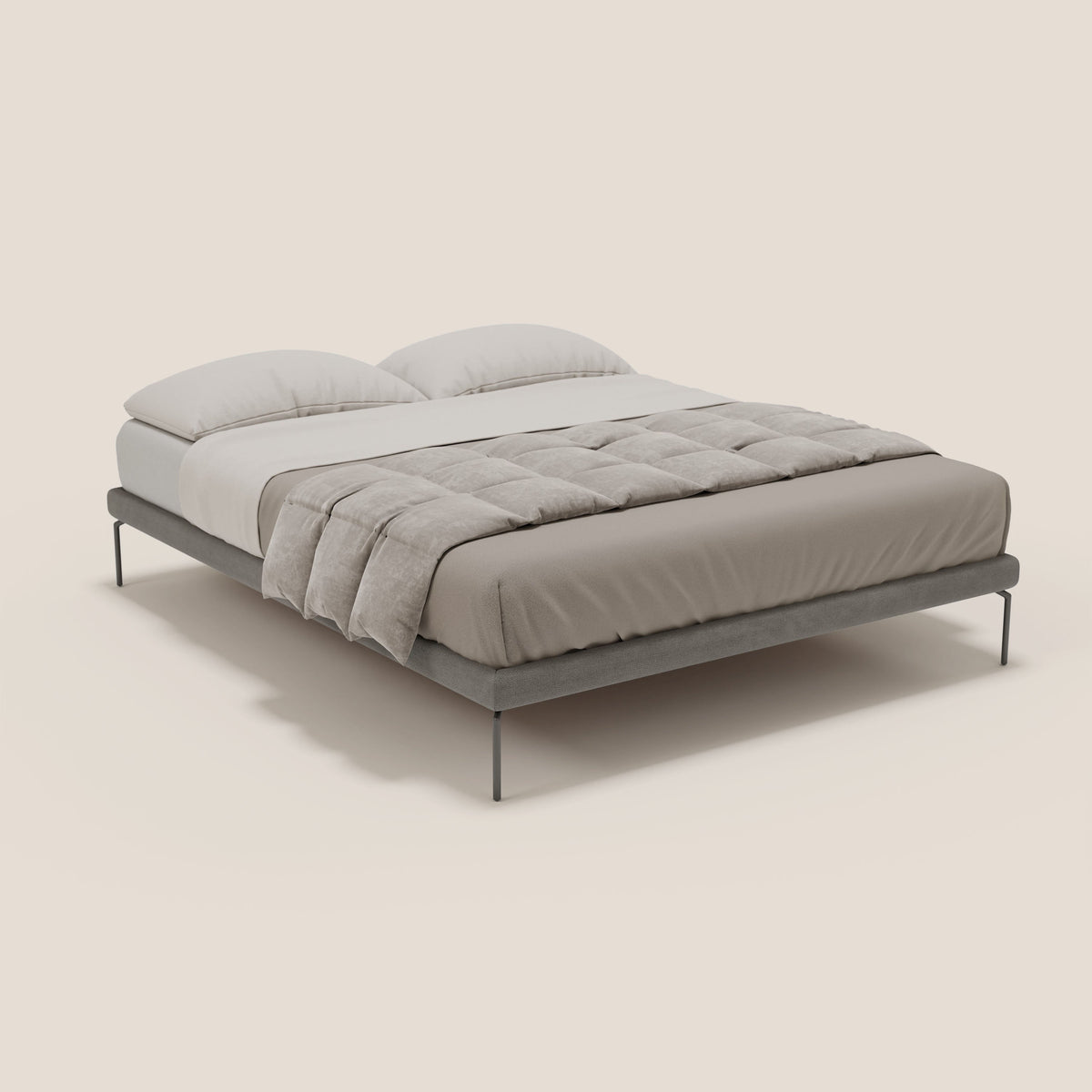 Ring sommier sfoderabile con piedi alti 24 cm in tessuto impermeabile T14 grigio - divitt.sbs