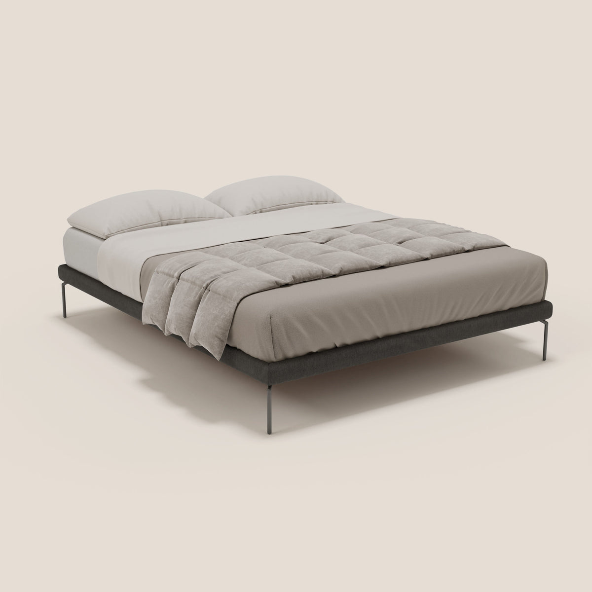 Ring sommier sfoderabile con piedi alti 24 cm in tessuto impermeabile T14 antracite - divitt.sbs