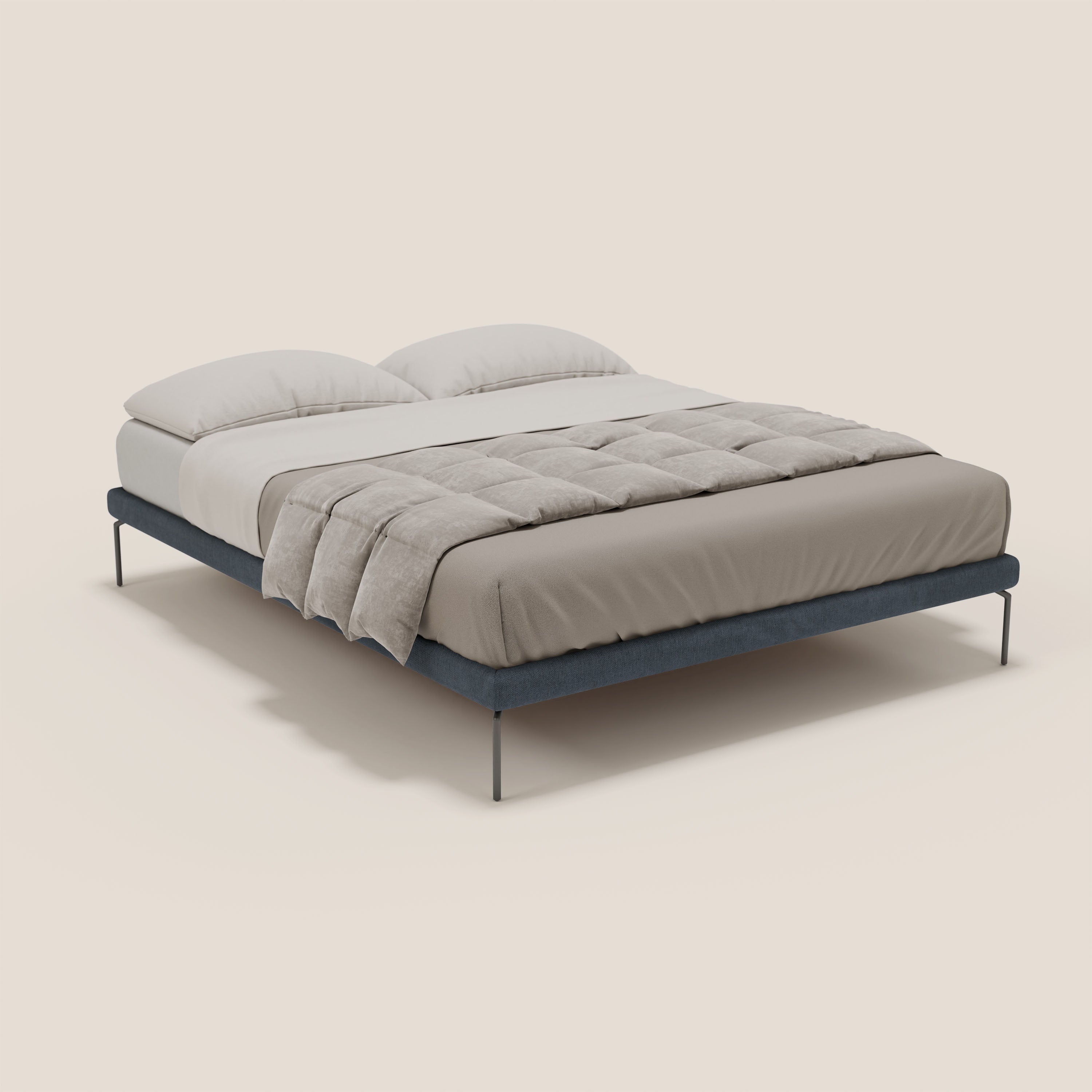 Ring sommier sfoderabile con piedi alti 24 cm in tessuto impermeabile T14 blu - divitt.sbs