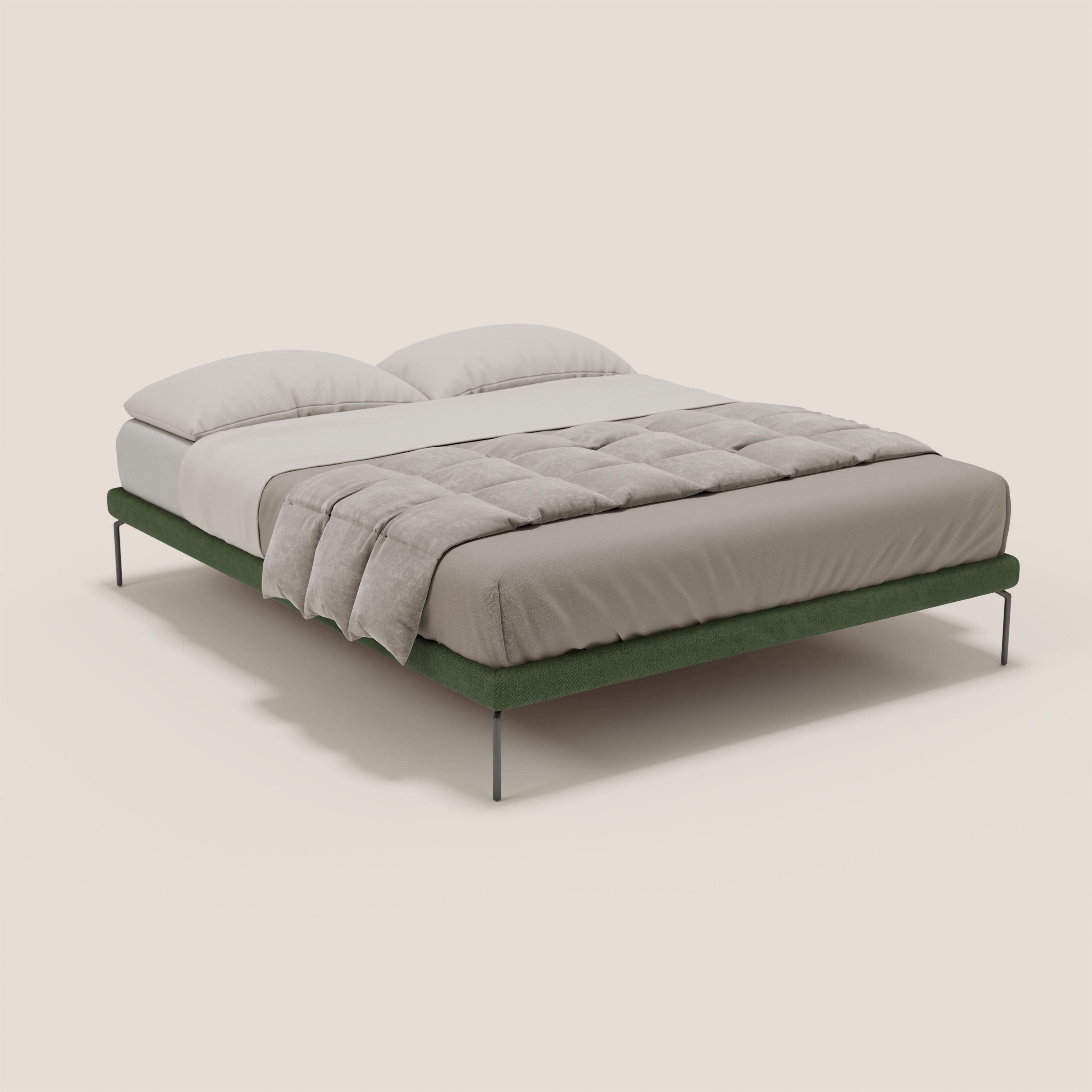 Ring sommier sfoderabile con piedi alti 24 cm in tessuto impermeabile T14 verde - divitt.sbs