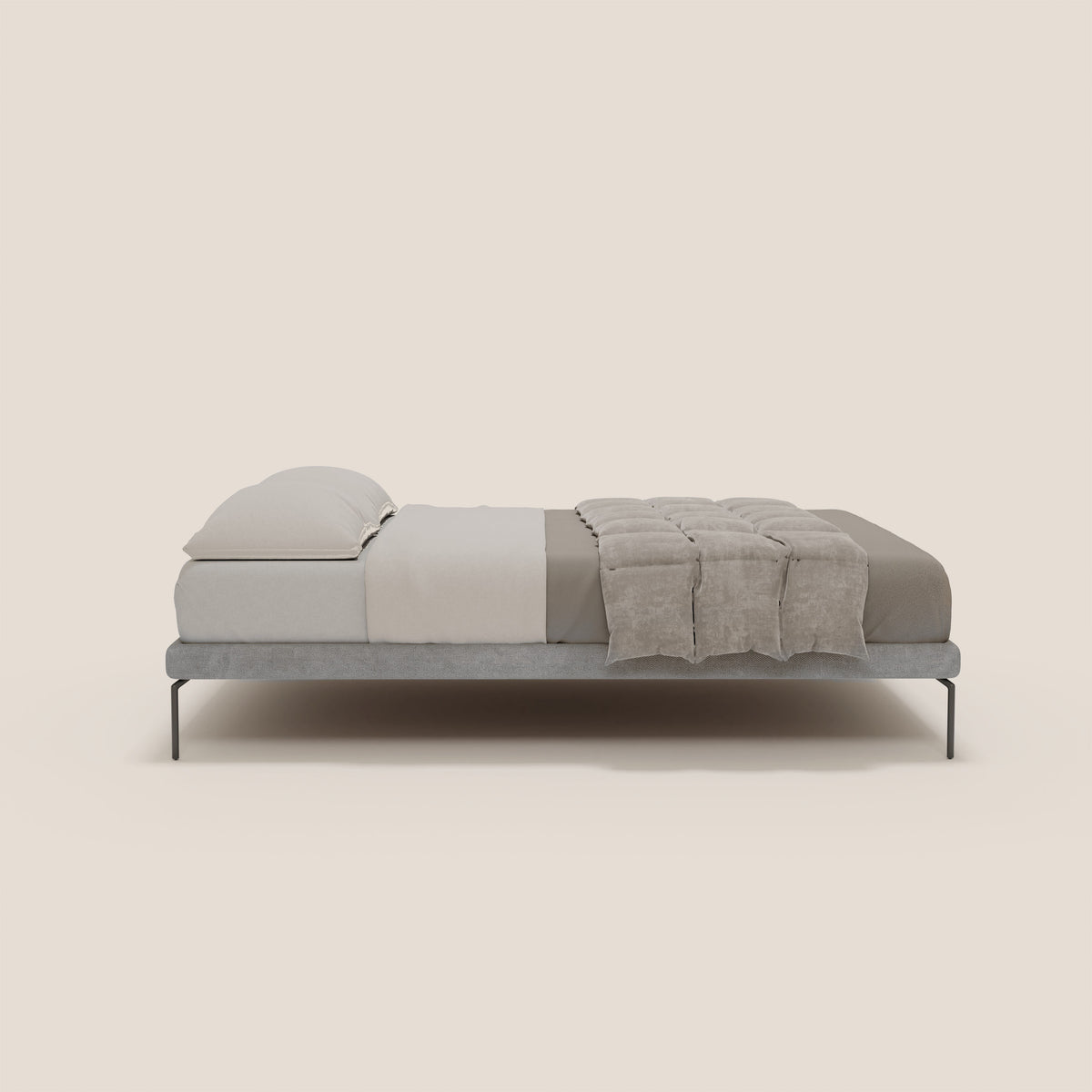 Ring sommier sfoderabile con piedi alti 24 cm in tessuto impermeabile T14 grigio chiaro - divitt.sbs