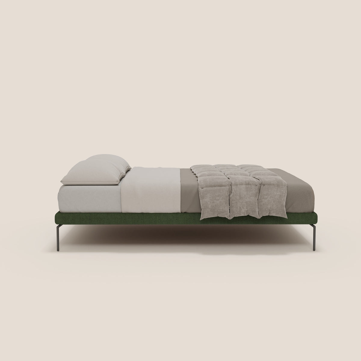 Ring sommier sfoderabile con piedi alti 24 cm in tessuto impermeabile T14 verde - divitt.sbs