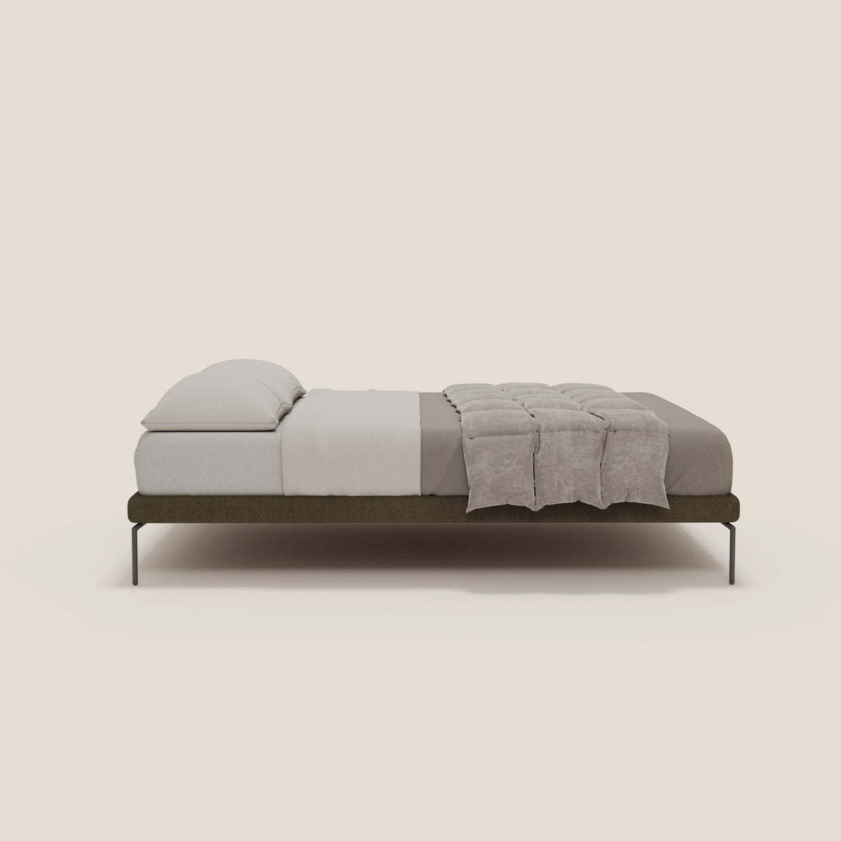 Ring sommier sfoderabile con piedi alti 24 cm in tessuto impermeabile T14 marrone - divitt.sbs