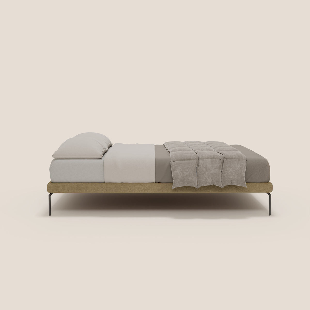 Ring sommier sfoderabile con piedi alti 24 cm in tessuto impermeabile T14 beige - divitt.sbs