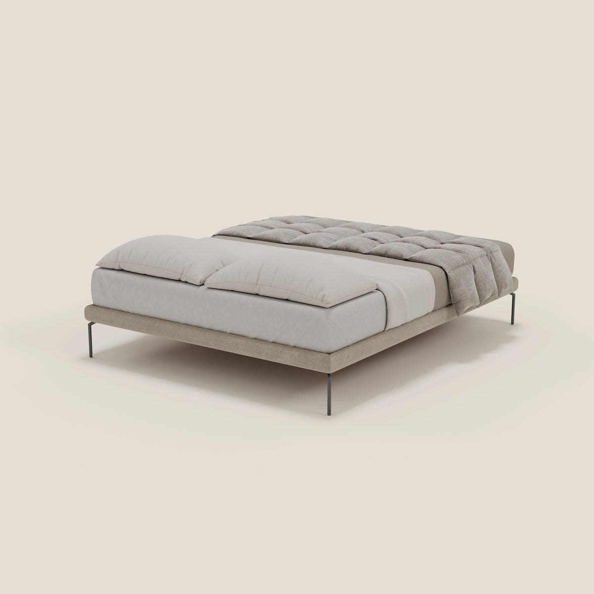 Ring sommier sfoderabile con piedi alti 24 cm in tessuto impermeabile T14 tortora - divitt.sbs