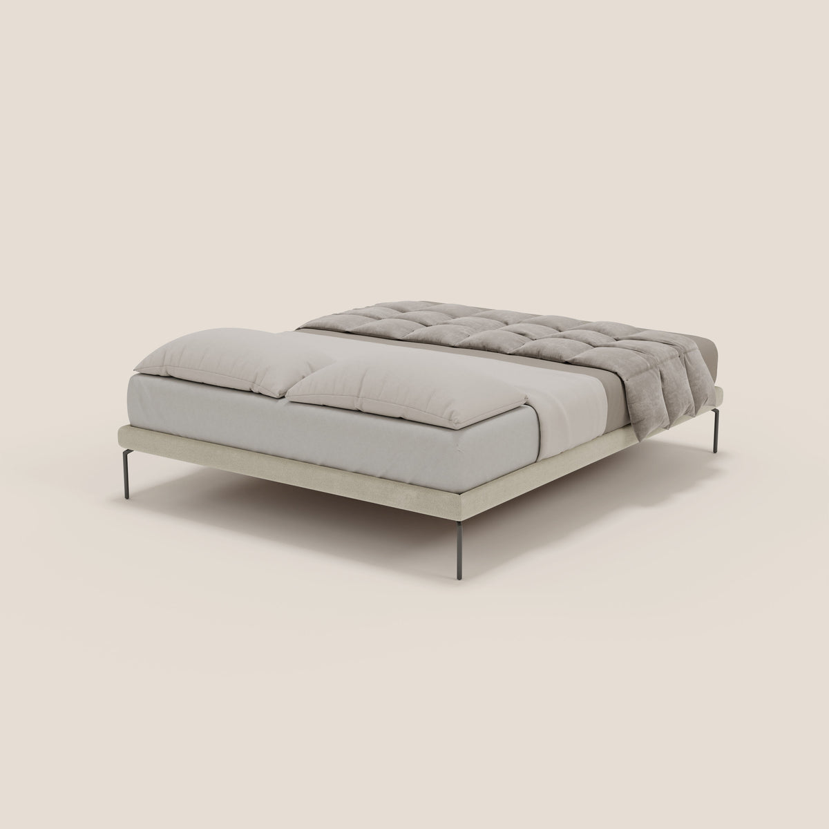 Ring sommier sfoderabile con piedi alti 24 cm in tessuto impermeabile T14 panna - divitt.sbs