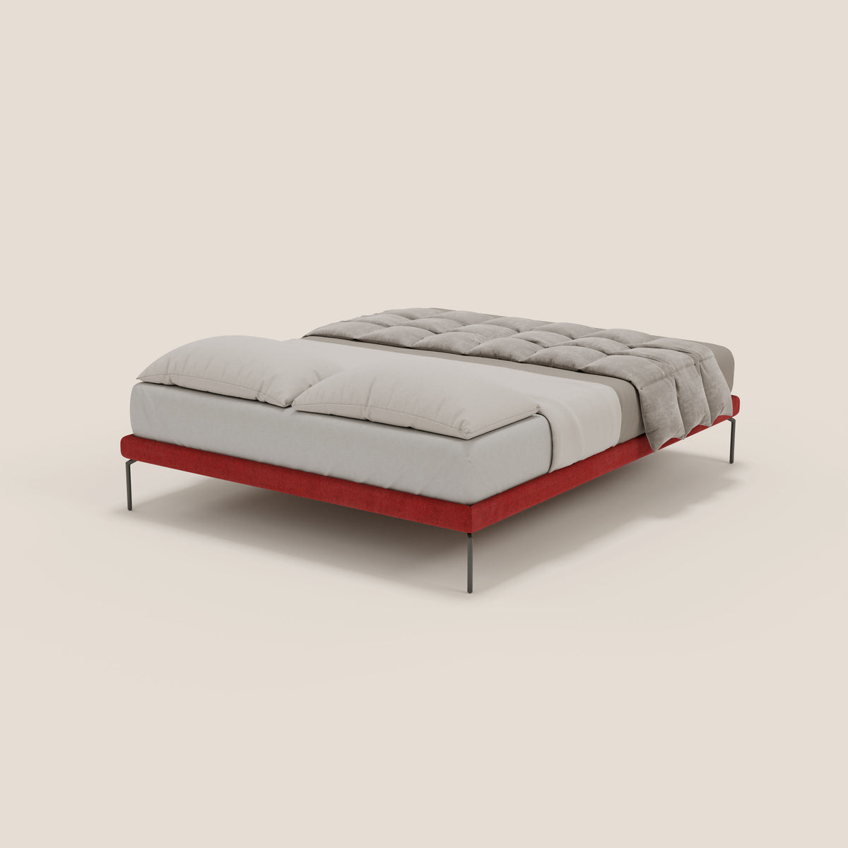 Ring sommier sfoderabile con piedi alti 24 cm in tessuto impermeabile T14 rosso - divitt.sbs
