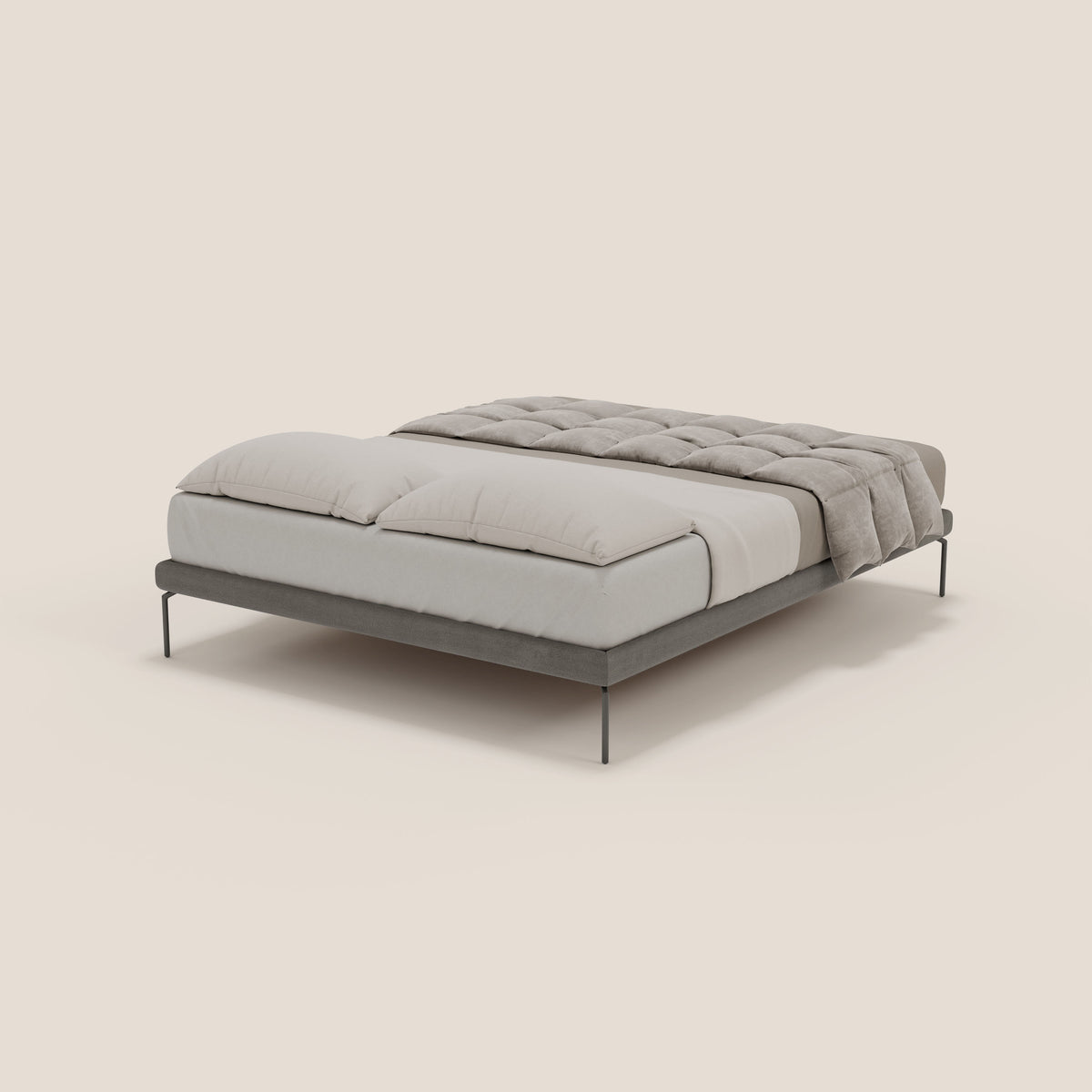 Ring sommier sfoderabile con piedi alti 24 cm in tessuto impermeabile T14 grigio - divitt.sbs