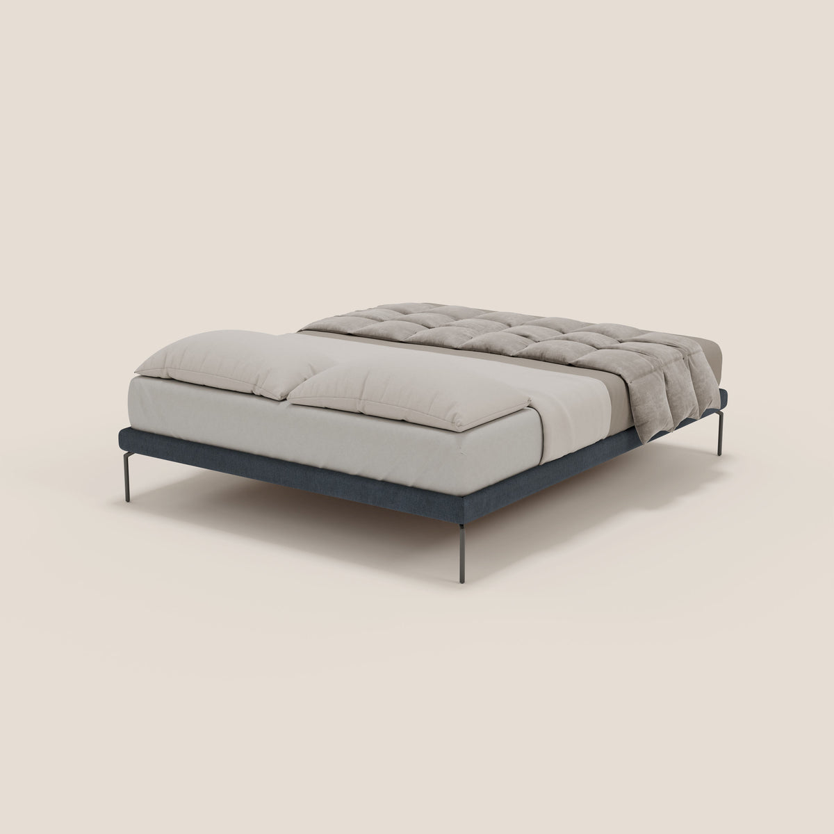 Ring sommier sfoderabile con piedi alti 24 cm in tessuto impermeabile T14 blu - divitt.sbs