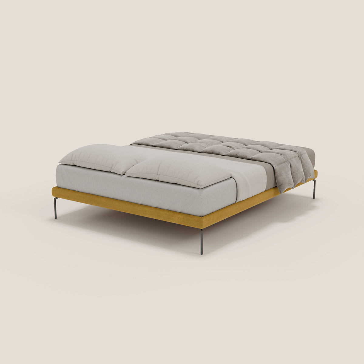 Ring sommier sfoderabile con piedi alti 24 cm in tessuto impermeabile T14 giallo - divitt.sbs