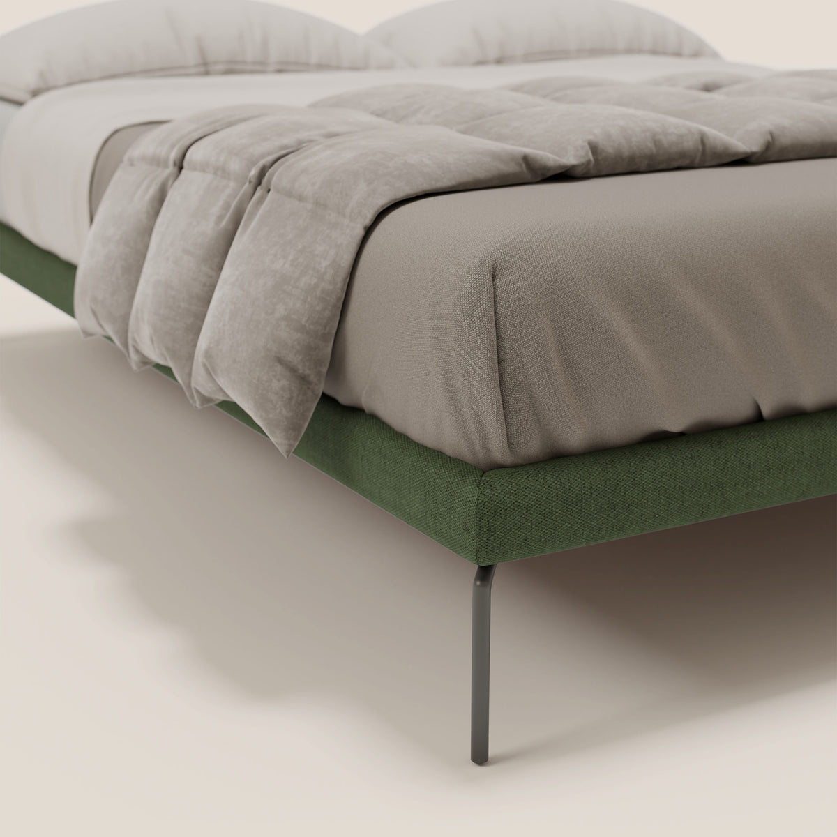 Ring sommier sfoderabile con piedi alti 24 cm in tessuto impermeabile T14 verde - divitt.sbs