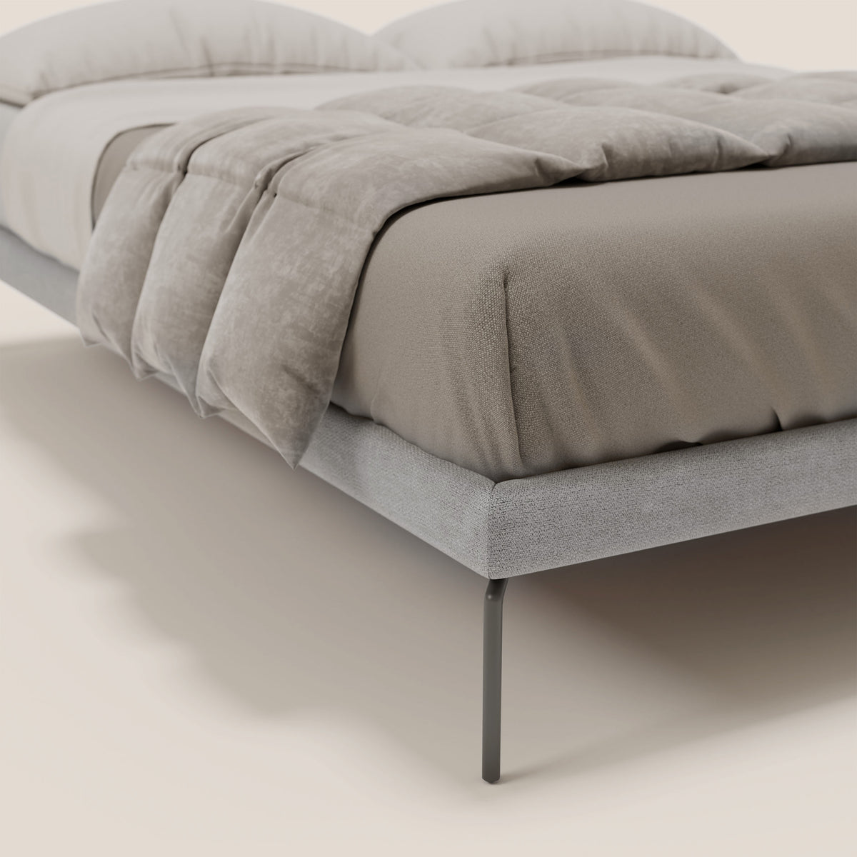 Ring sommier sfoderabile con piedi alti 24 cm in tessuto impermeabile T14 grigio chiaro - divitt.sbs