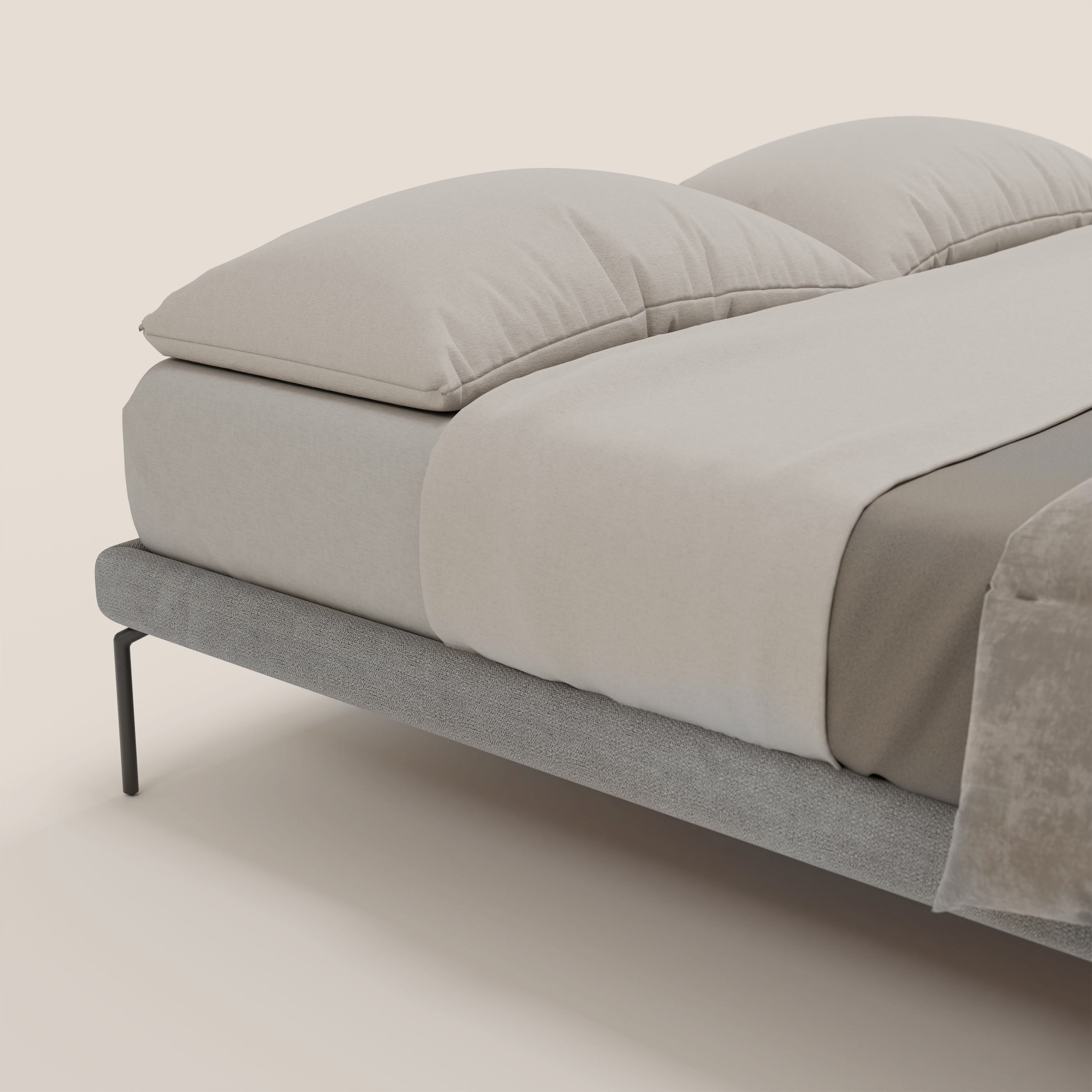 Ring sommier sfoderabile con piedi alti 24 cm in tessuto impermeabile T14 grigio chiaro - divitt.sbs