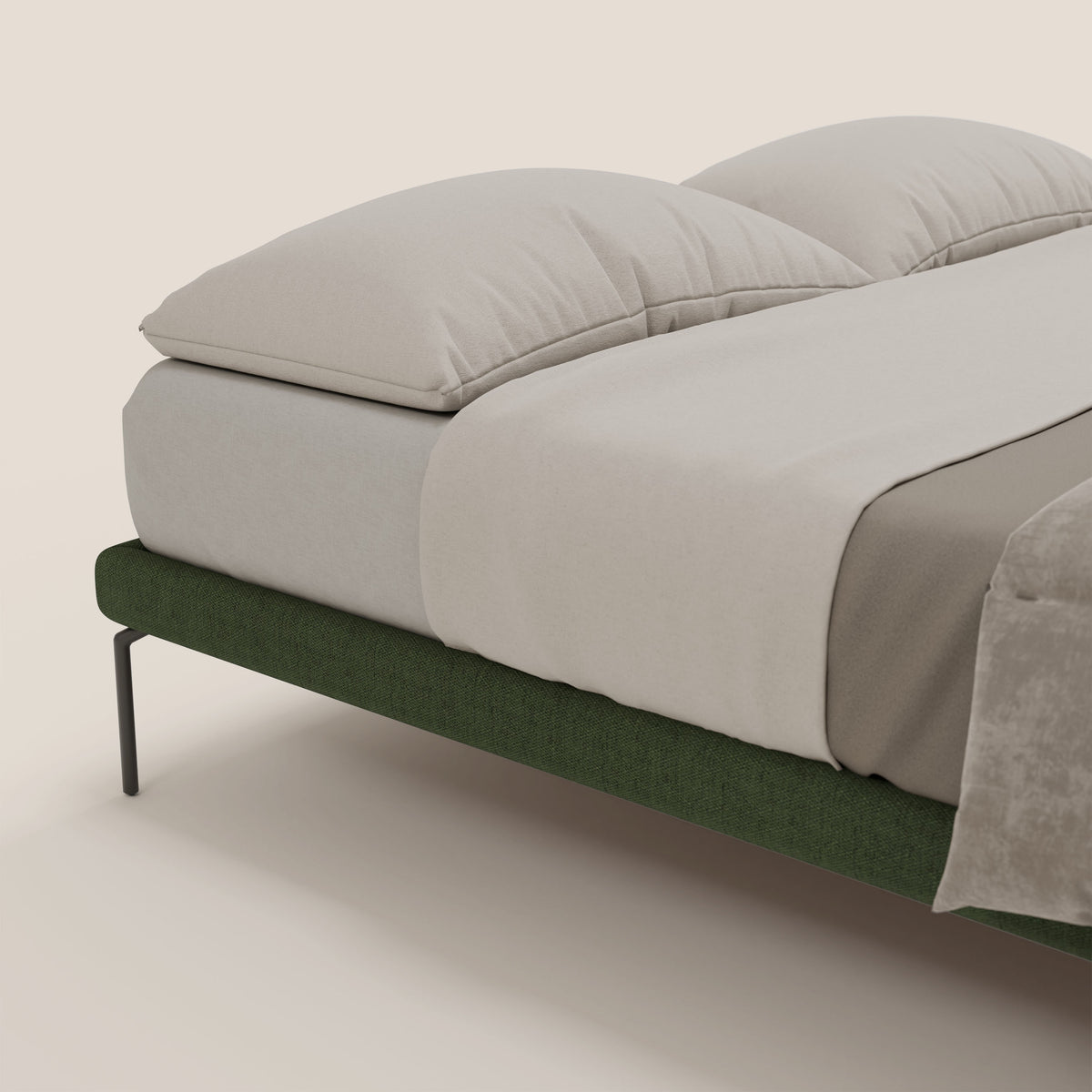 Ring sommier sfoderabile con piedi alti 24 cm in tessuto impermeabile T14 verde - divitt.sbs