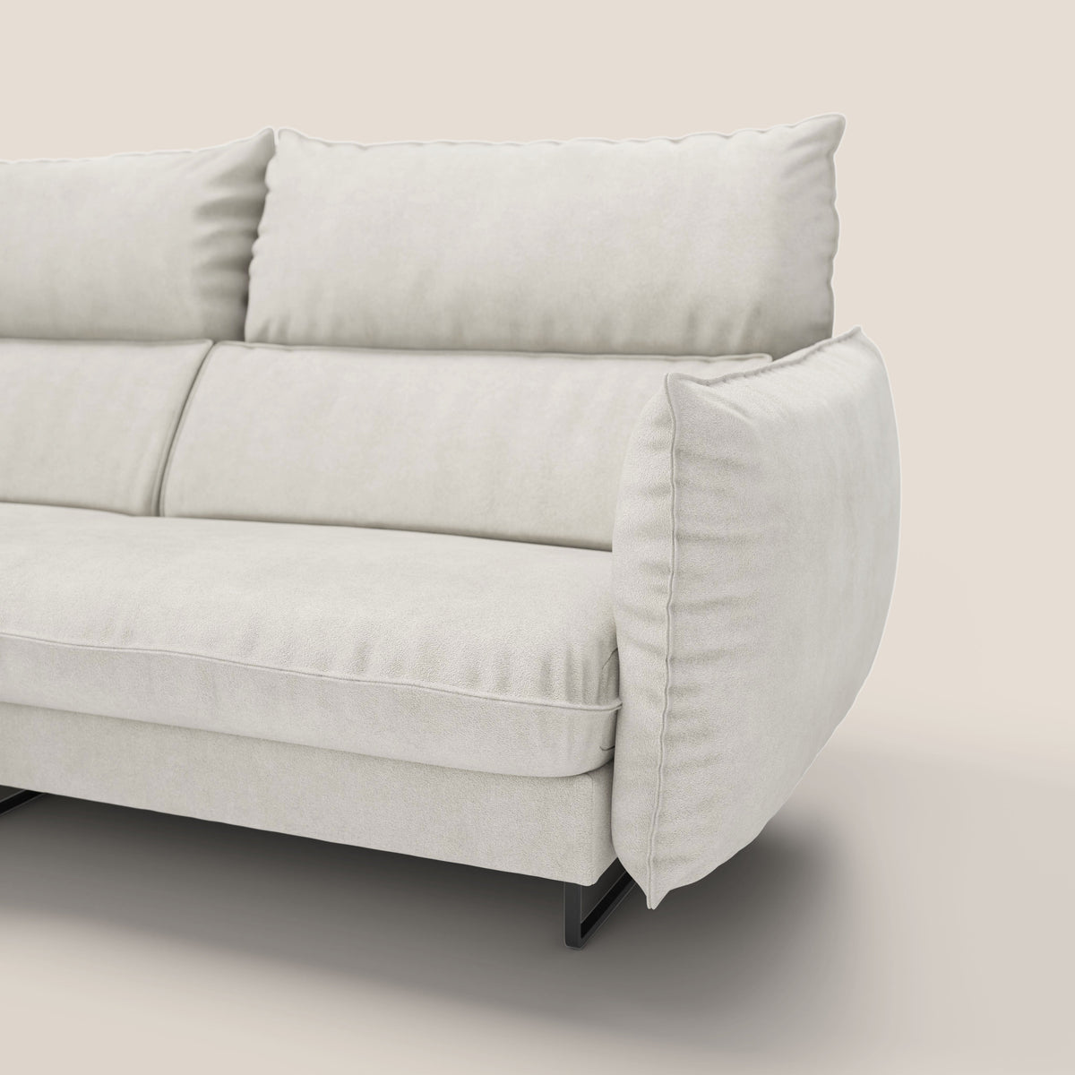 Monamour divano moderno angolare con opzione relax elettrico in microfibra smacchiabile impermeabile T11 panna - divitt.sbs
