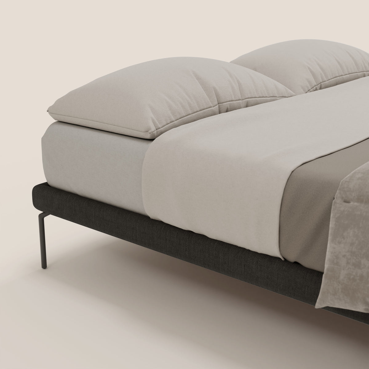 Ring sommier sfoderabile con piedi alti 24 cm in tessuto impermeabile T14 antracite - divitt.sbs
