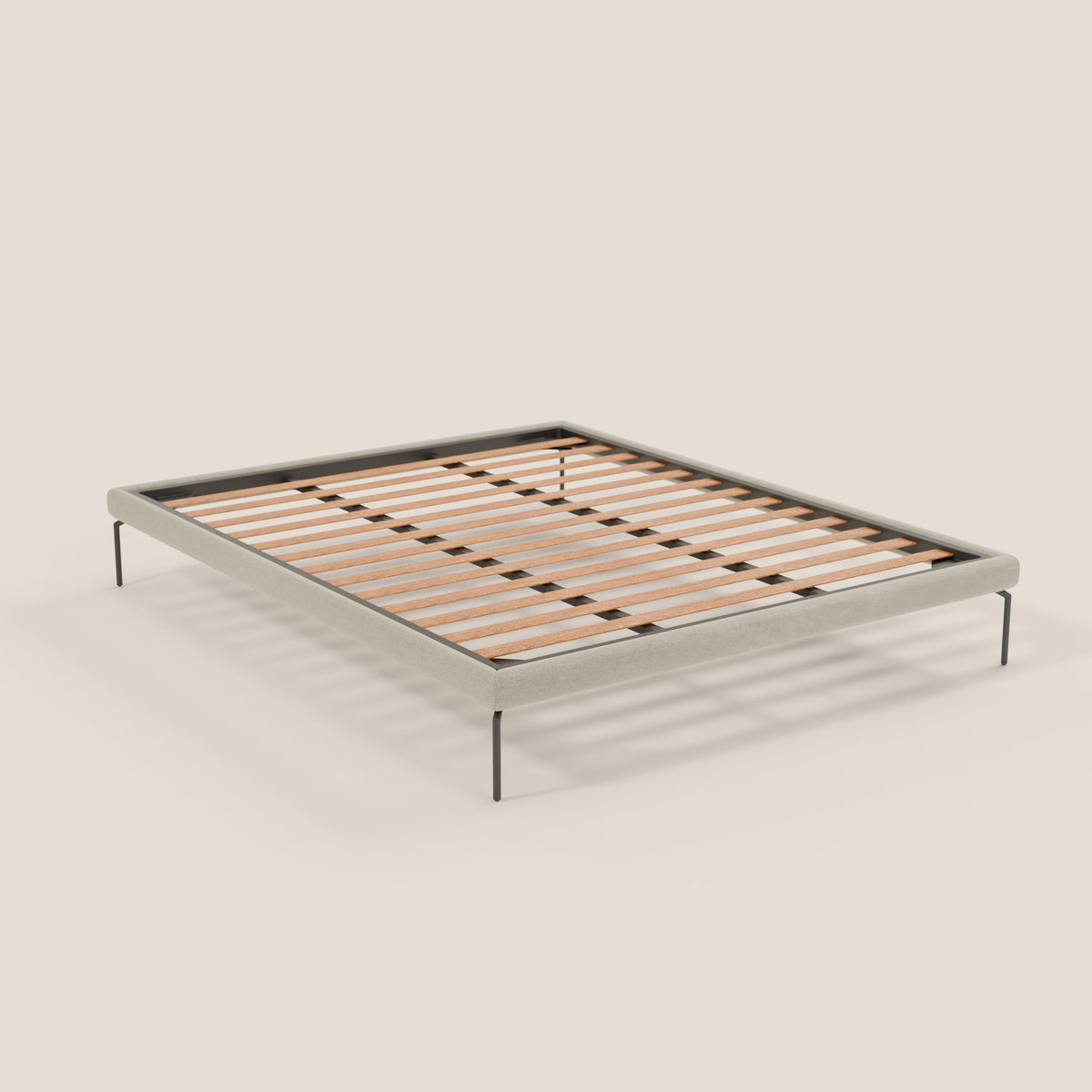 Ring sommier sfoderabile con piedi alti 24 cm in tessuto impermeabile T14 panna - divitt.sbs