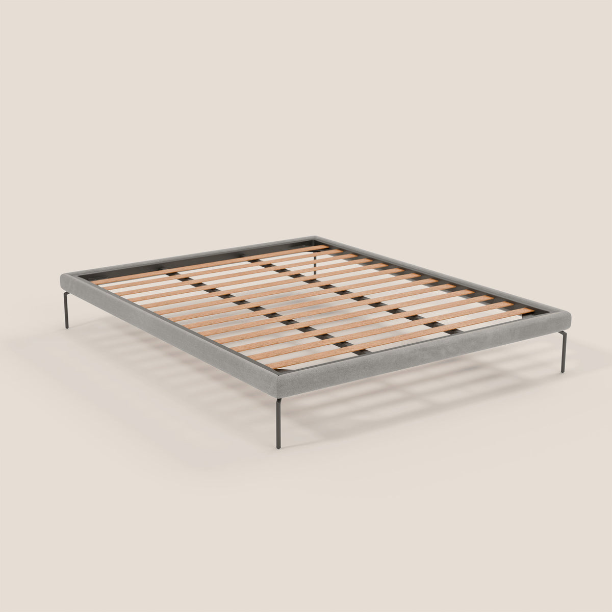 Ring sommier sfoderabile con piedi alti 24 cm in tessuto impermeabile T14 grigio chiaro - divitt.sbs