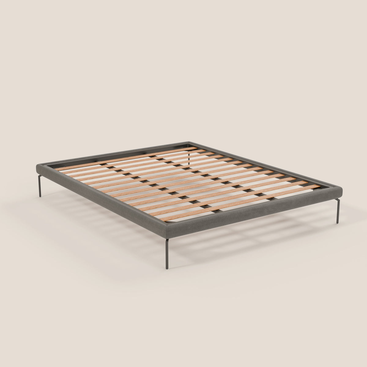 Ring sommier sfoderabile con piedi alti 24 cm in tessuto impermeabile T14 grigio - divitt.sbs