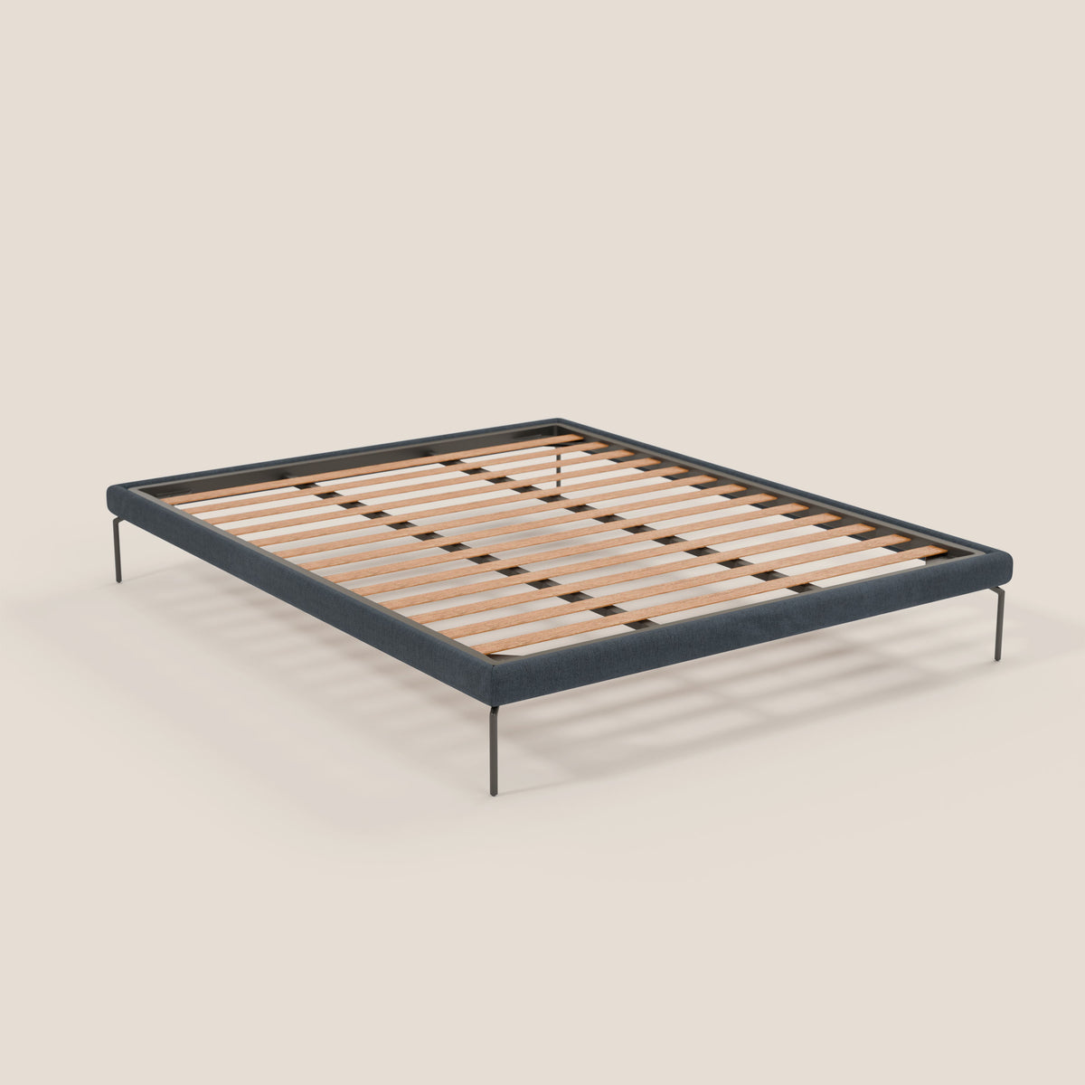 Ring sommier sfoderabile con piedi alti 24 cm in tessuto impermeabile T14 blu - divitt.sbs