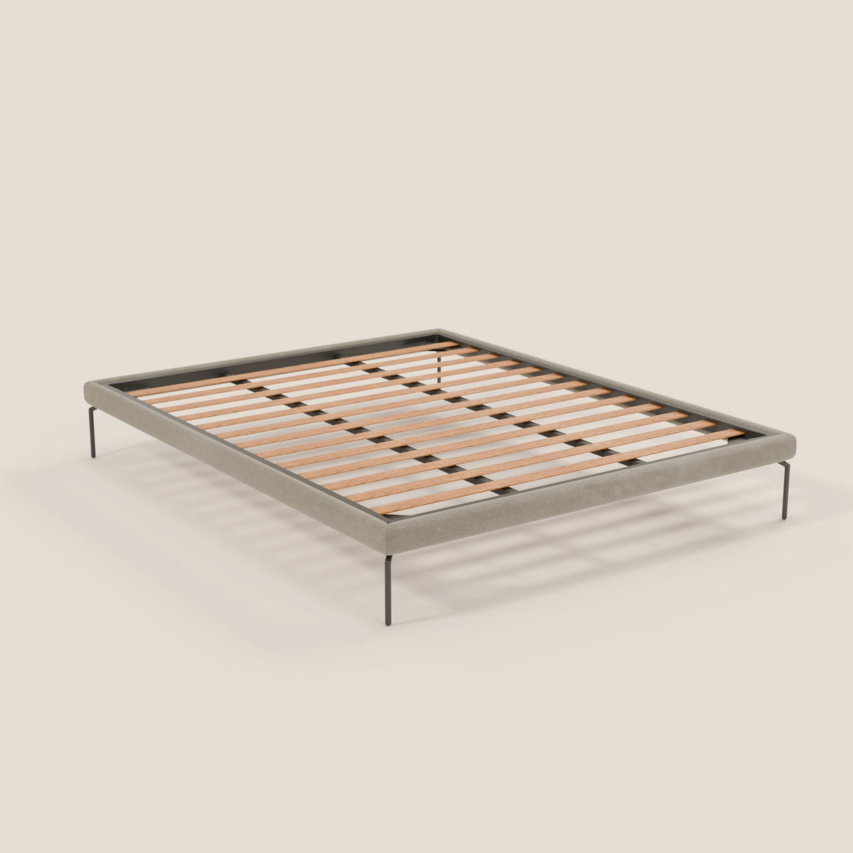 Ring sommier sfoderabile con piedi alti 24 cm in tessuto impermeabile T14 tortora - divitt.sbs