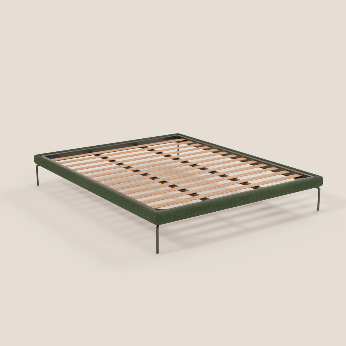 Ring sommier sfoderabile con piedi alti 24 cm in tessuto impermeabile T14 verde - divitt.sbs