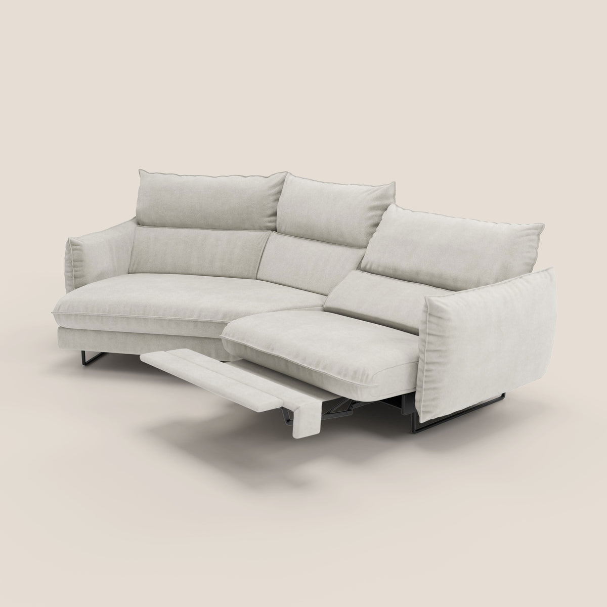 Monamour divano moderno angolare con opzione relax elettrico in microfibra smacchiabile impermeabile T11 panna - divitt.sbs