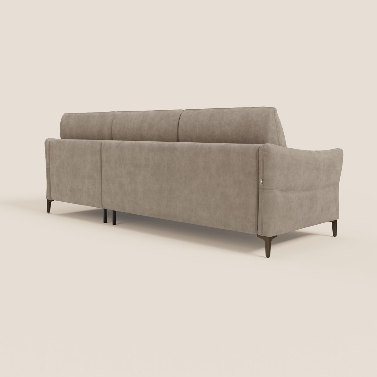 Dalia divano letto angolare con materasso alto 18 cm piedini alti e penisola contenitore in tessuto smacchiabile T17 - divitt.sbs