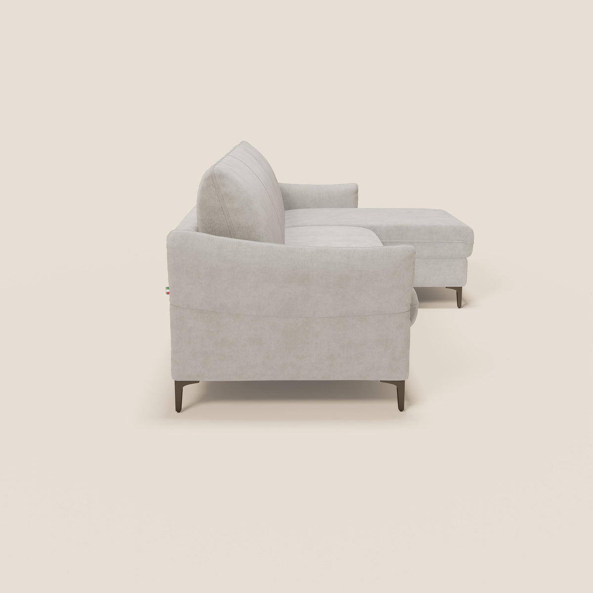 Dalia divano letto angolare con materasso alto 18 cm piedini alti e penisola contenitore in tessuto smacchiabile T17 bianco - divitt.sbs