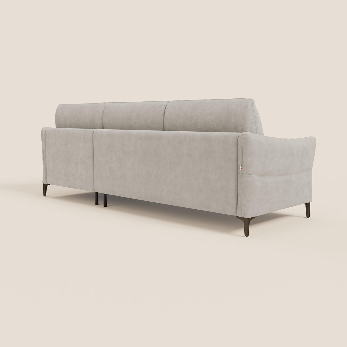 Dalia divano letto angolare con materasso alto 18 cm piedini alti e penisola contenitore in tessuto smacchiabile T17 bianco - divitt.sbs