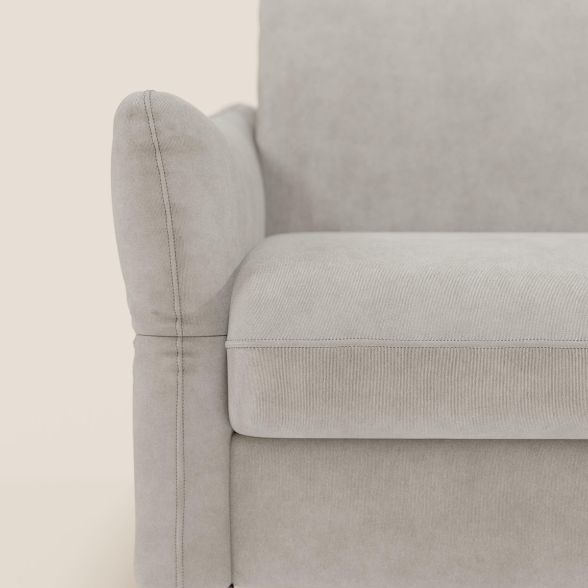 Dalia divano letto angolare con materasso alto 18 cm piedini alti e penisola contenitore in tessuto smacchiabile T17 bianco - divitt.sbs