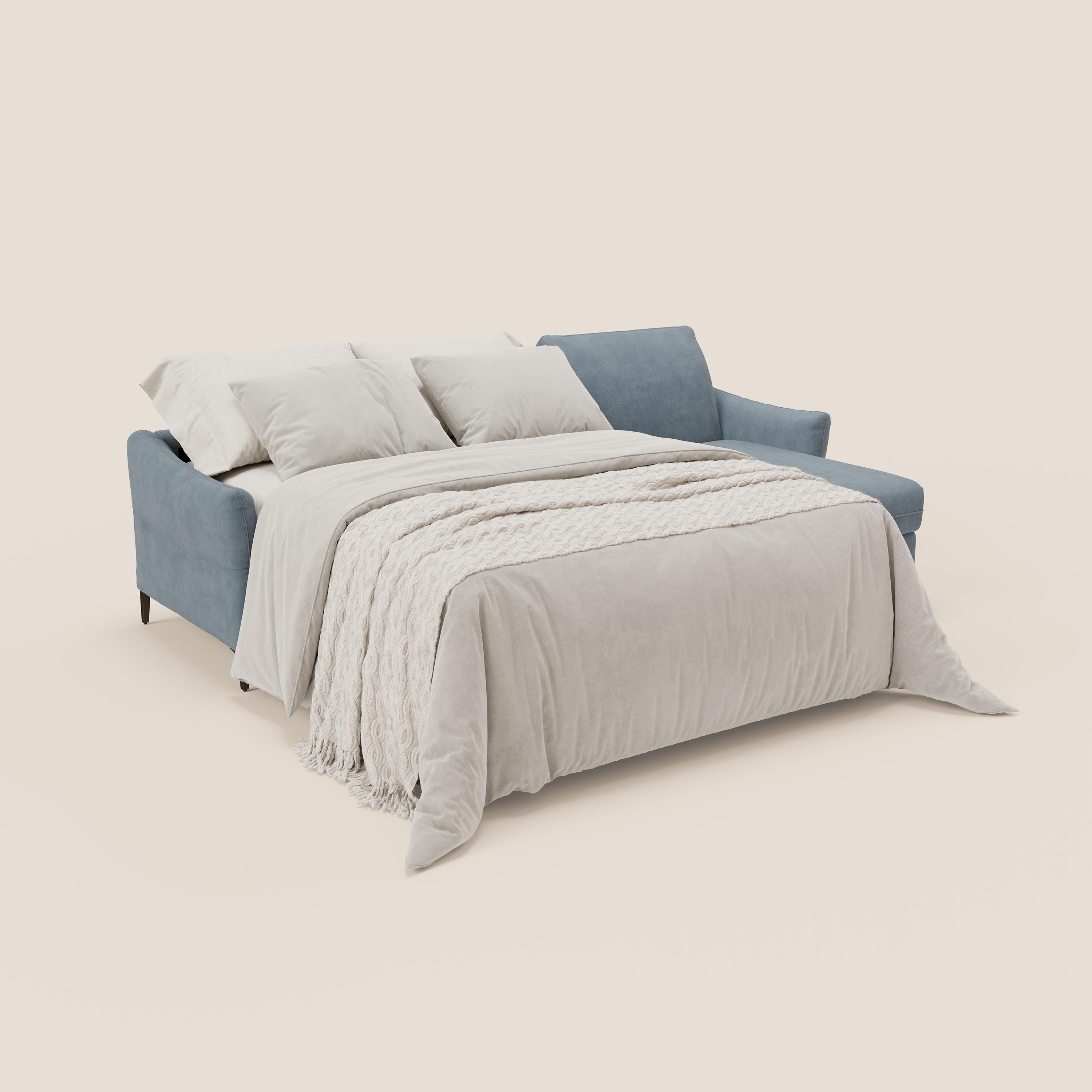 Dalia divano letto angolare con materasso alto 18 cm piedini alti e penisola contenitore in tessuto smacchiabile T17 - divitt.sbs