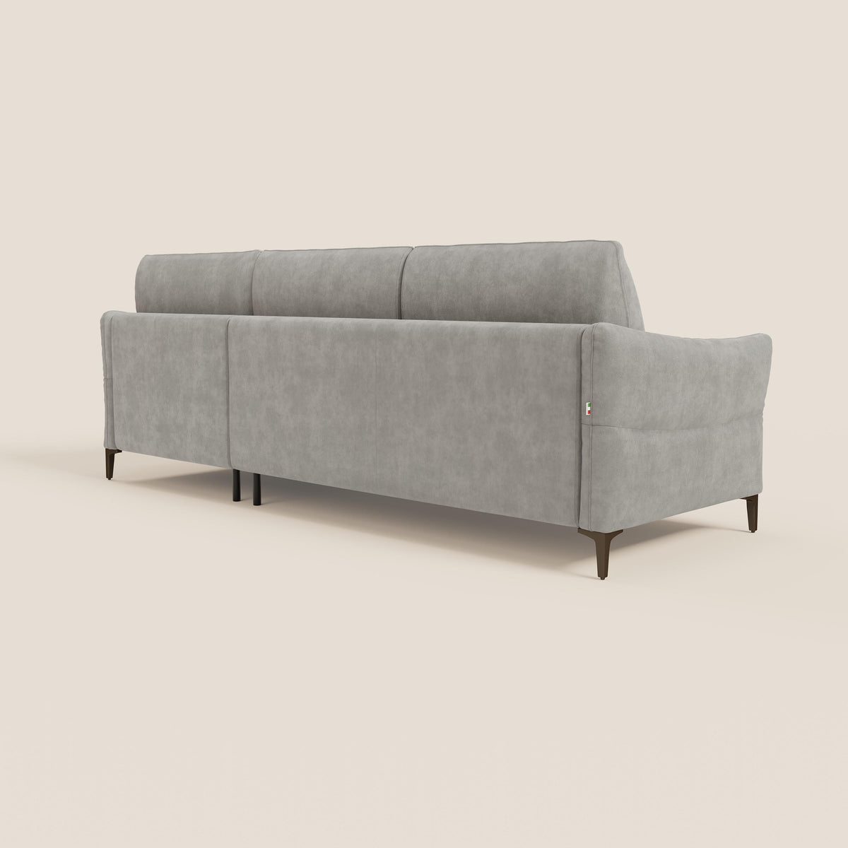 Dalia divano letto angolare con materasso alto 18 cm piedini alti e penisola contenitore in tessuto smacchiabile T17 - divitt.sbs