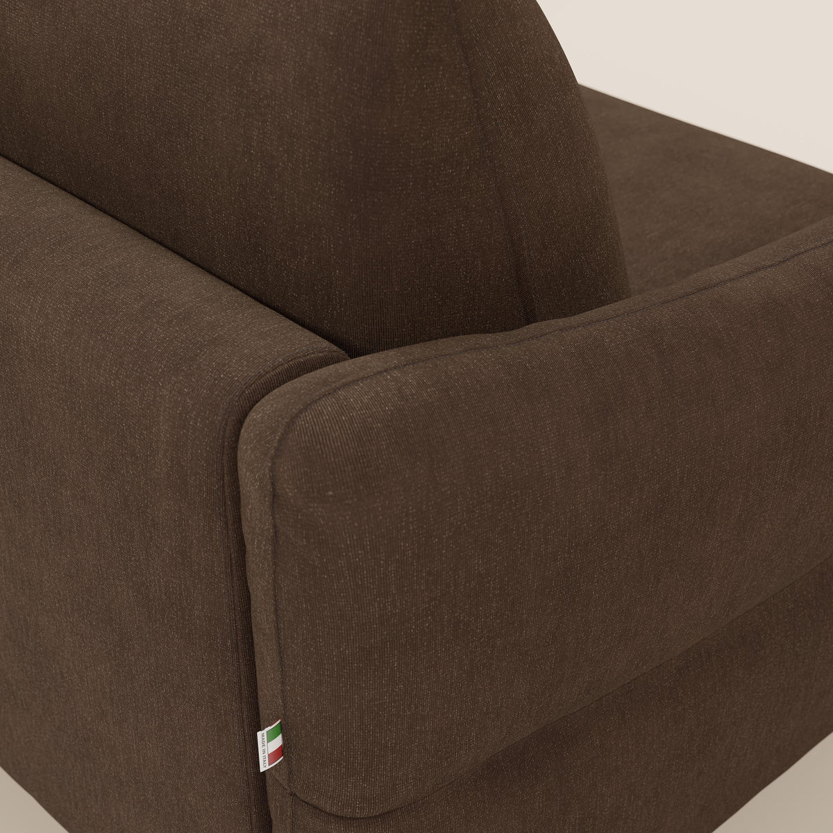 Dalia divano letto angolare con materasso alto 18 cm piedini alti e penisola contenitore in tessuto smacchiabile T17 marrone - divitt.sbs