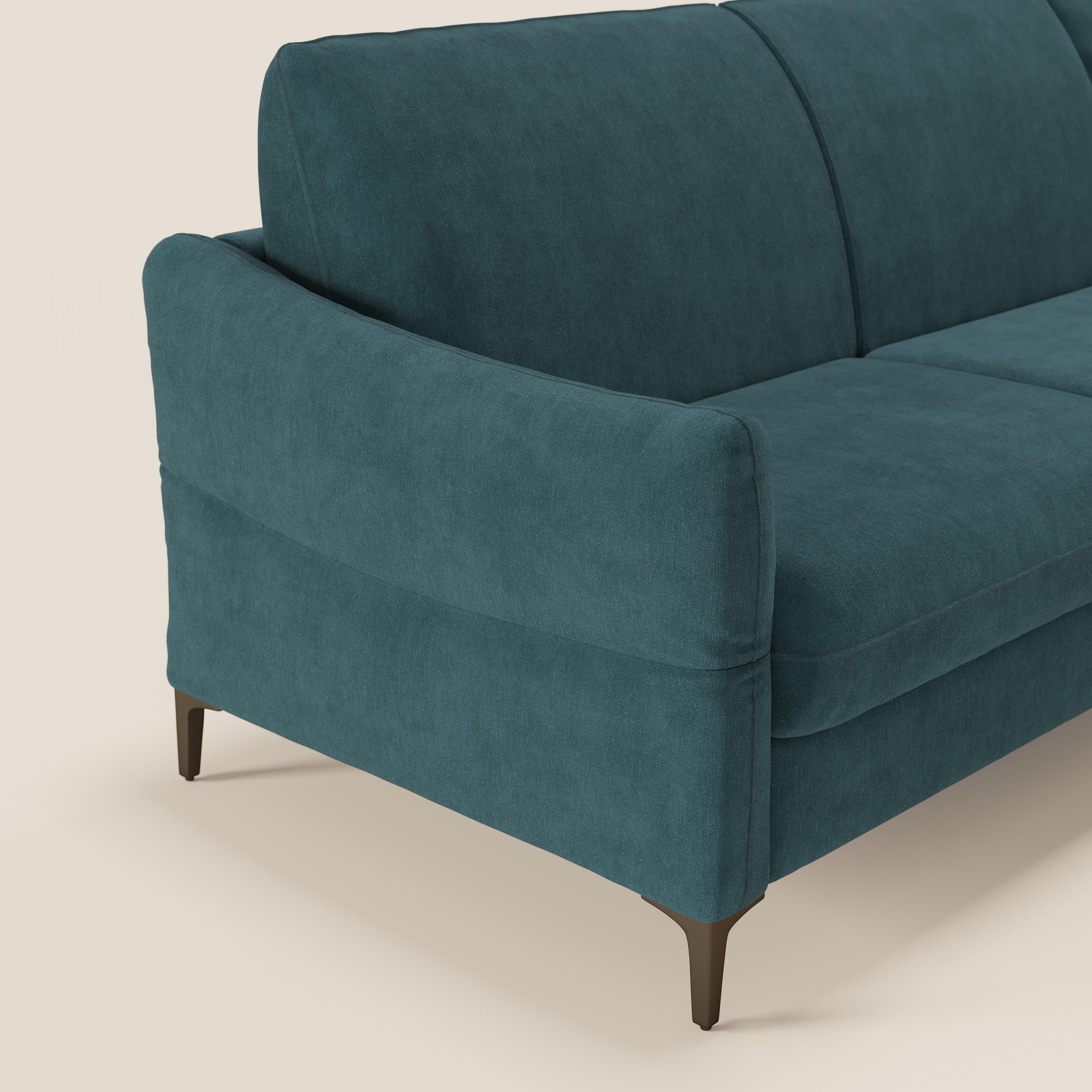 Dalia divano letto angolare con materasso alto 18 cm piedini alti e penisola contenitore in tessuto smacchiabile T17 - divitt.sbs