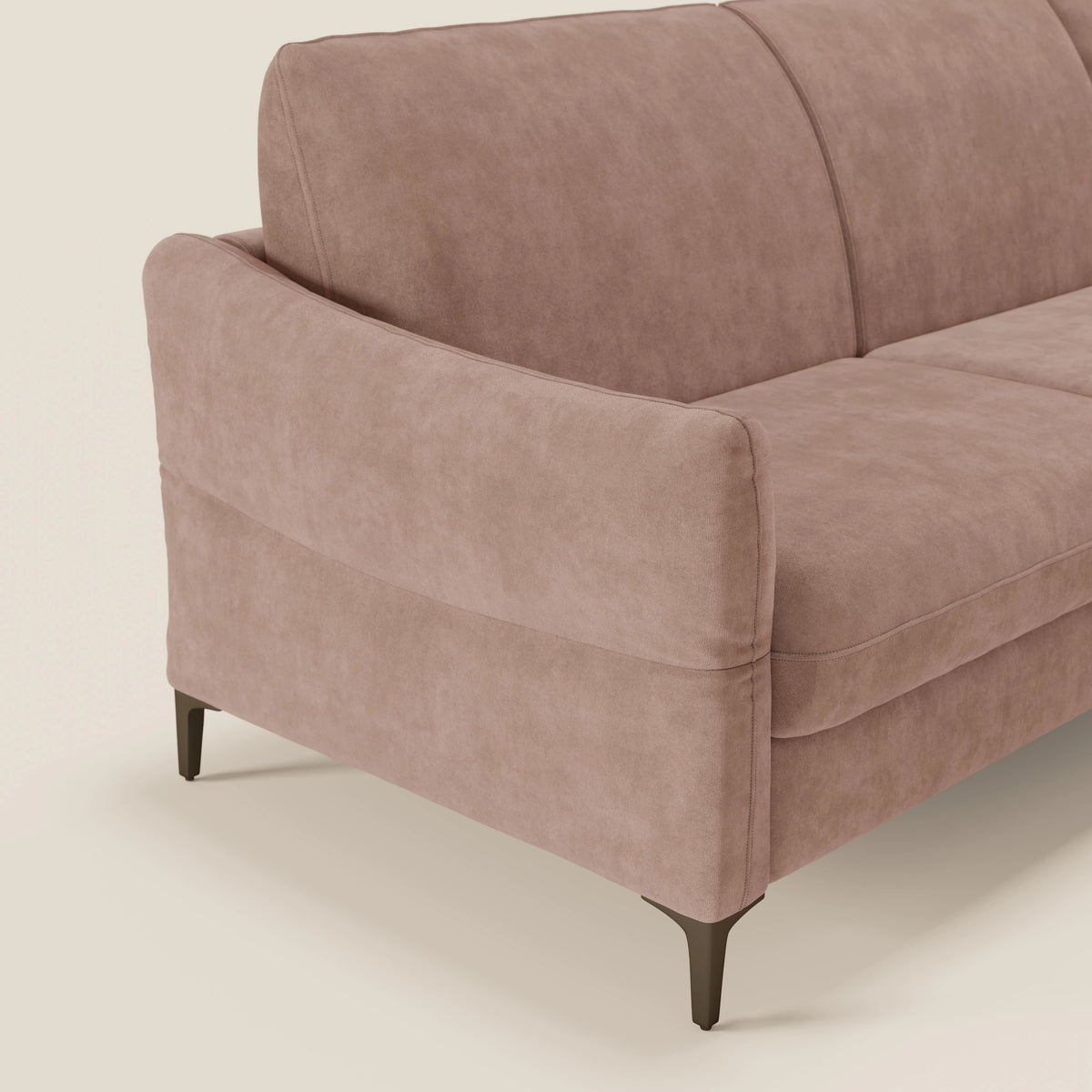Dalia divano letto angolare con materasso alto 18 cm piedini alti e penisola contenitore in tessuto smacchiabile T17 - divitt.sbs
