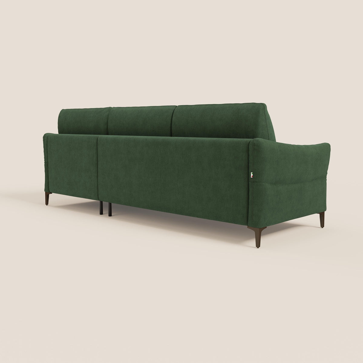 Dalia divano letto angolare con materasso alto 18 cm piedini alti e penisola contenitore in tessuto smacchiabile T17 - divitt.sbs
