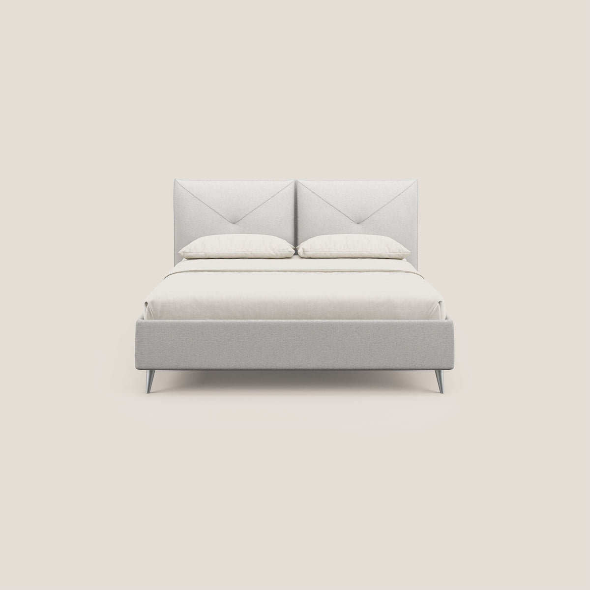 Adone letto imbottito contenitore a doppia pannellatura in bouclet impermeabile T07 grigio - divitt.sbs
