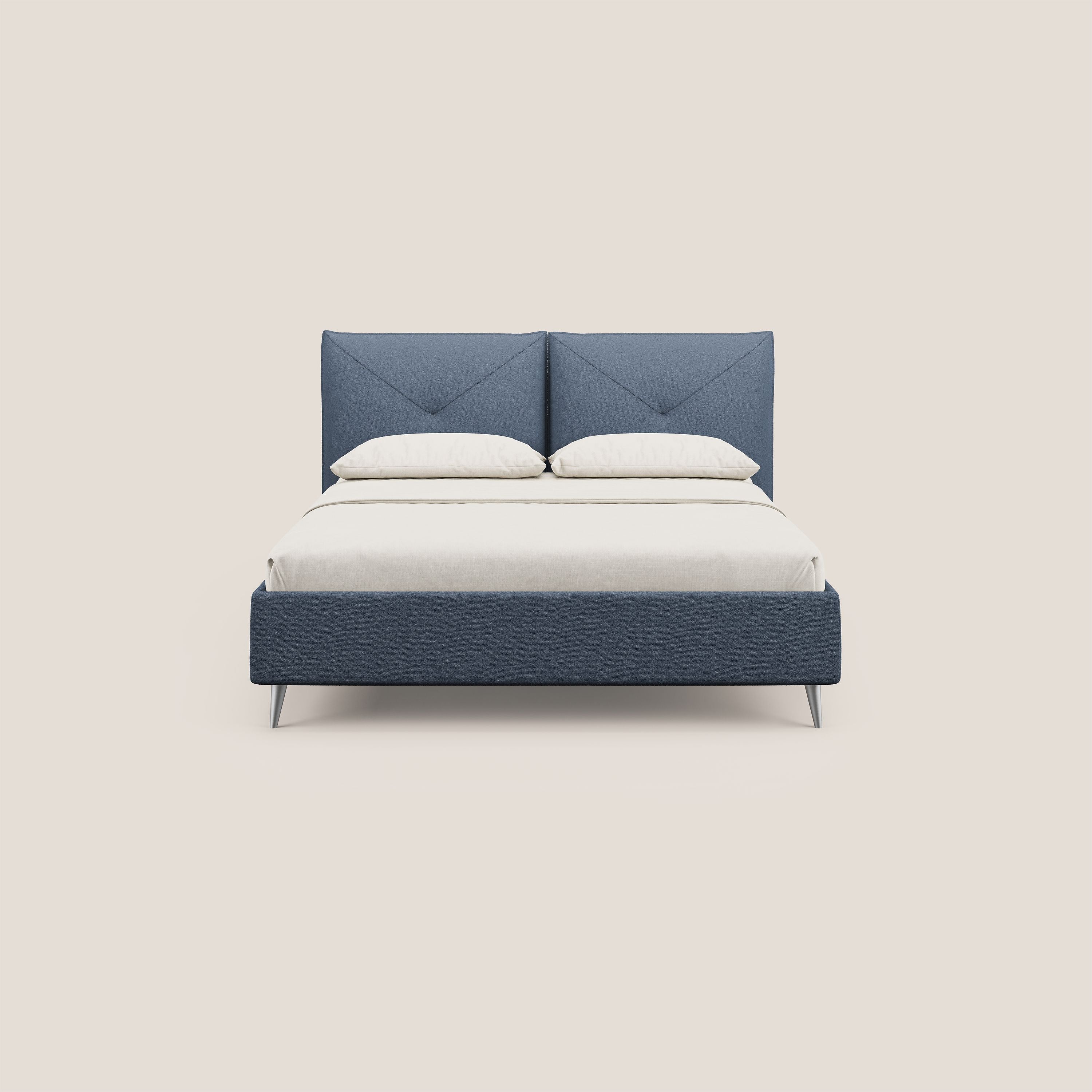 Adone letto imbottito contenitore a doppia pannellatura in bouclet impermeabile T07 blu - divitt.sbs