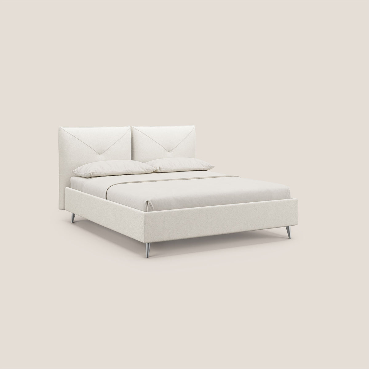 Adone letto imbottito contenitore a doppia pannellatura in bouclet impermeabile T07 bianco - divitt.sbs