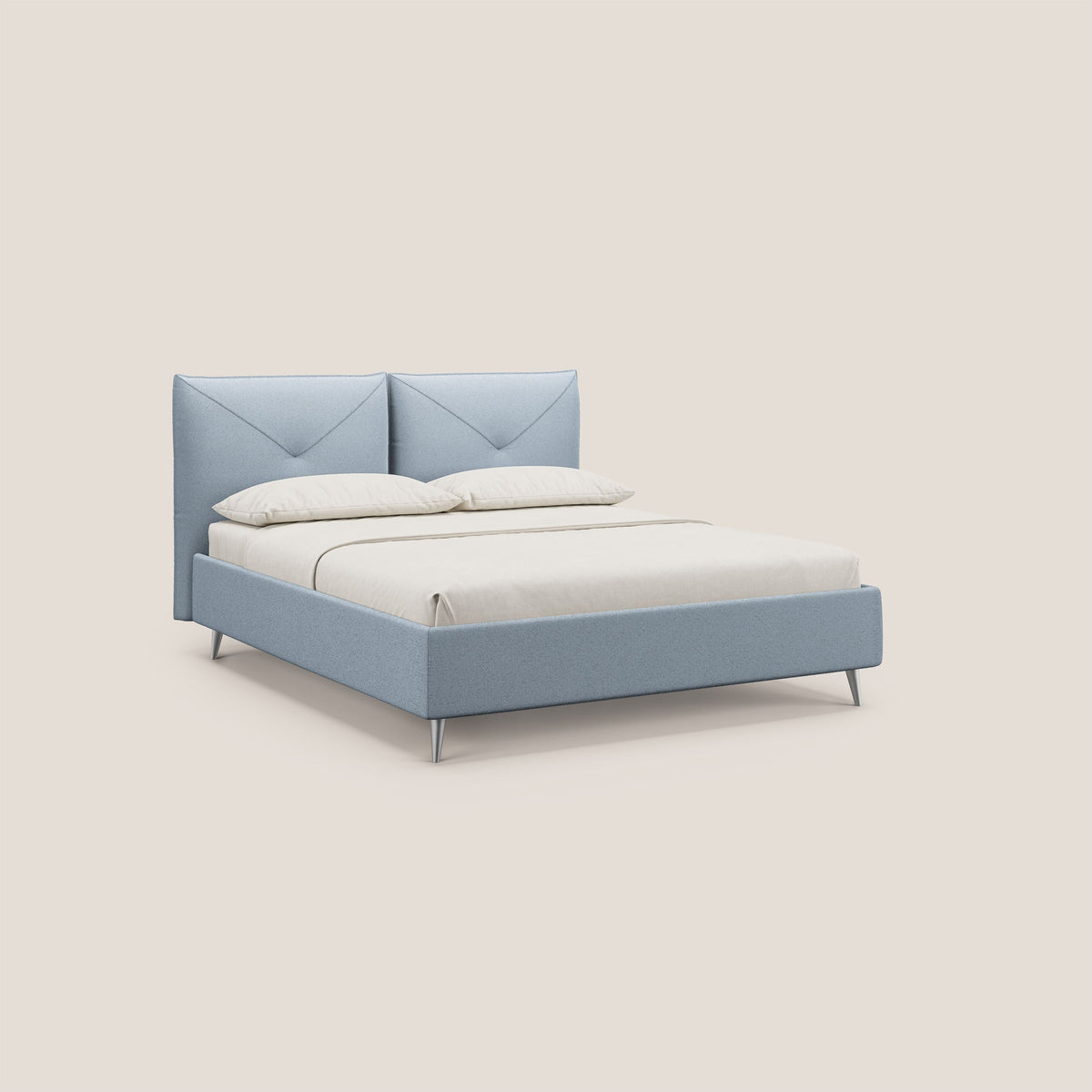 Adone letto imbottito contenitore a doppia pannellatura in bouclet impermeabile T07 carta da zucchero - divitt.sbs