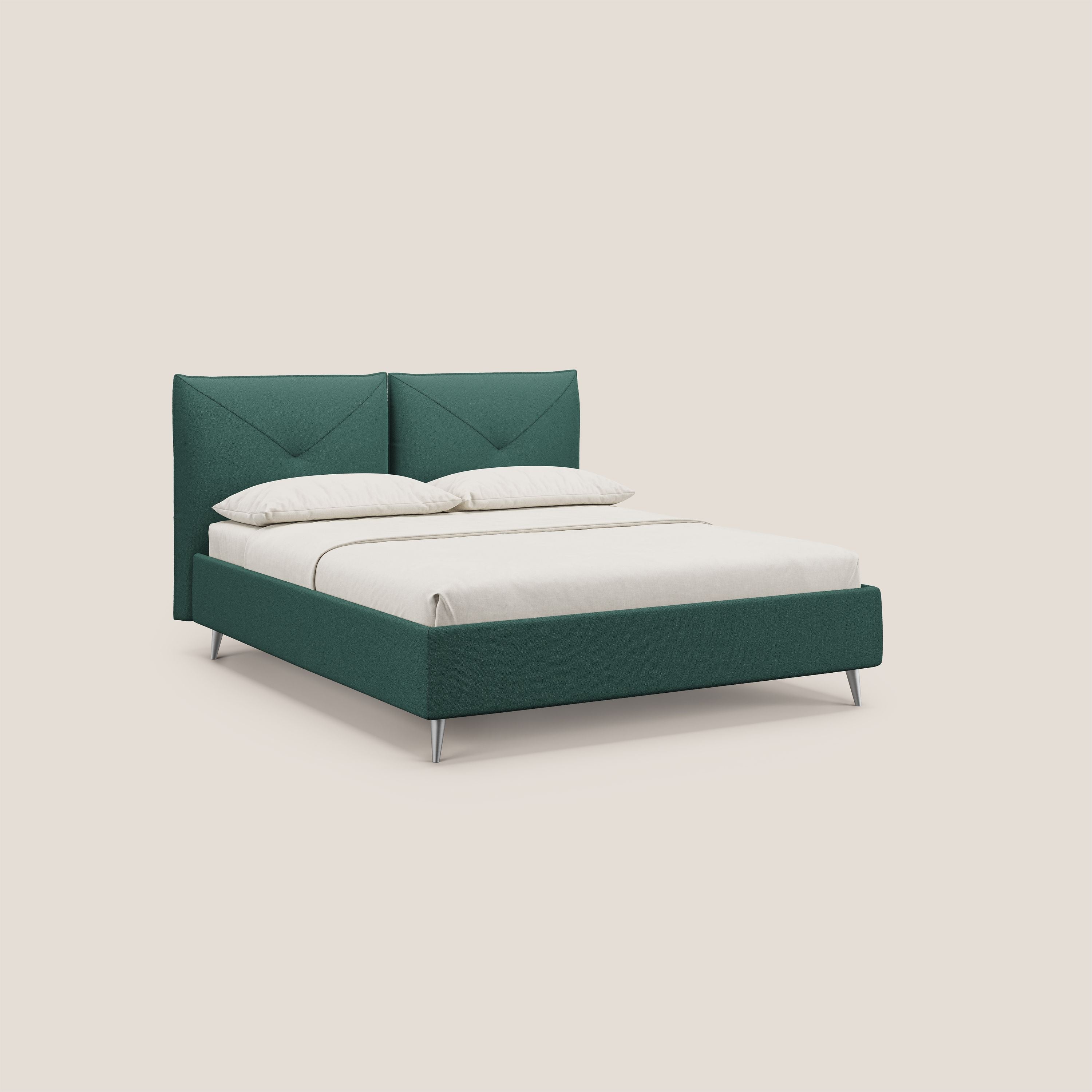 Adone letto imbottito contenitore a doppia pannellatura in bouclet impermeabile T07 verde - divitt.sbs