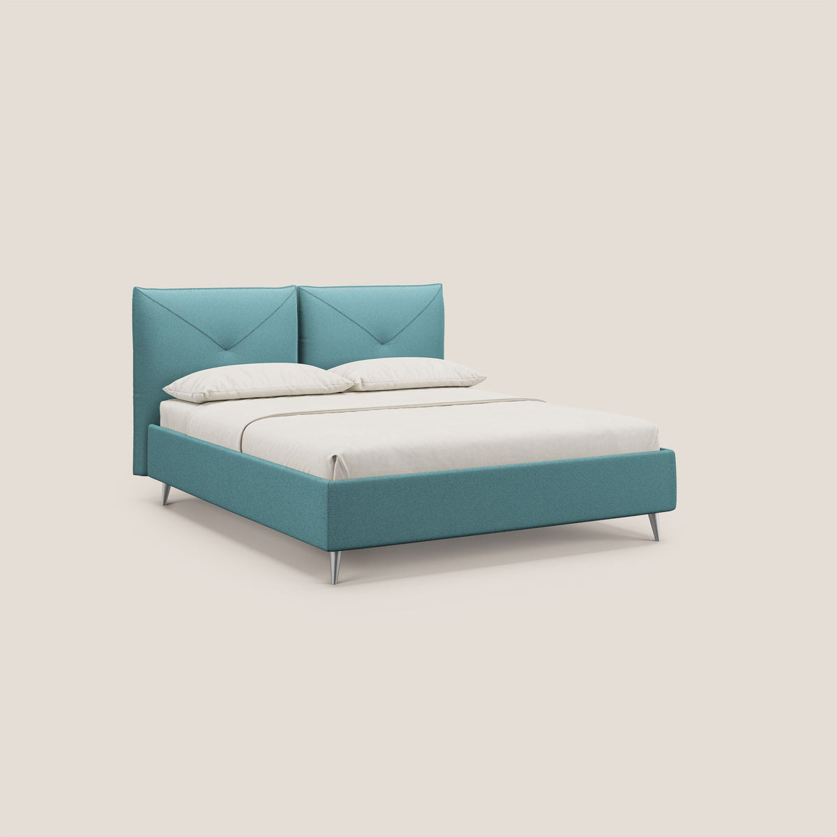 Adone letto imbottito contenitore a doppia pannellatura in bouclet impermeabile T07 azzurro - divitt.sbs