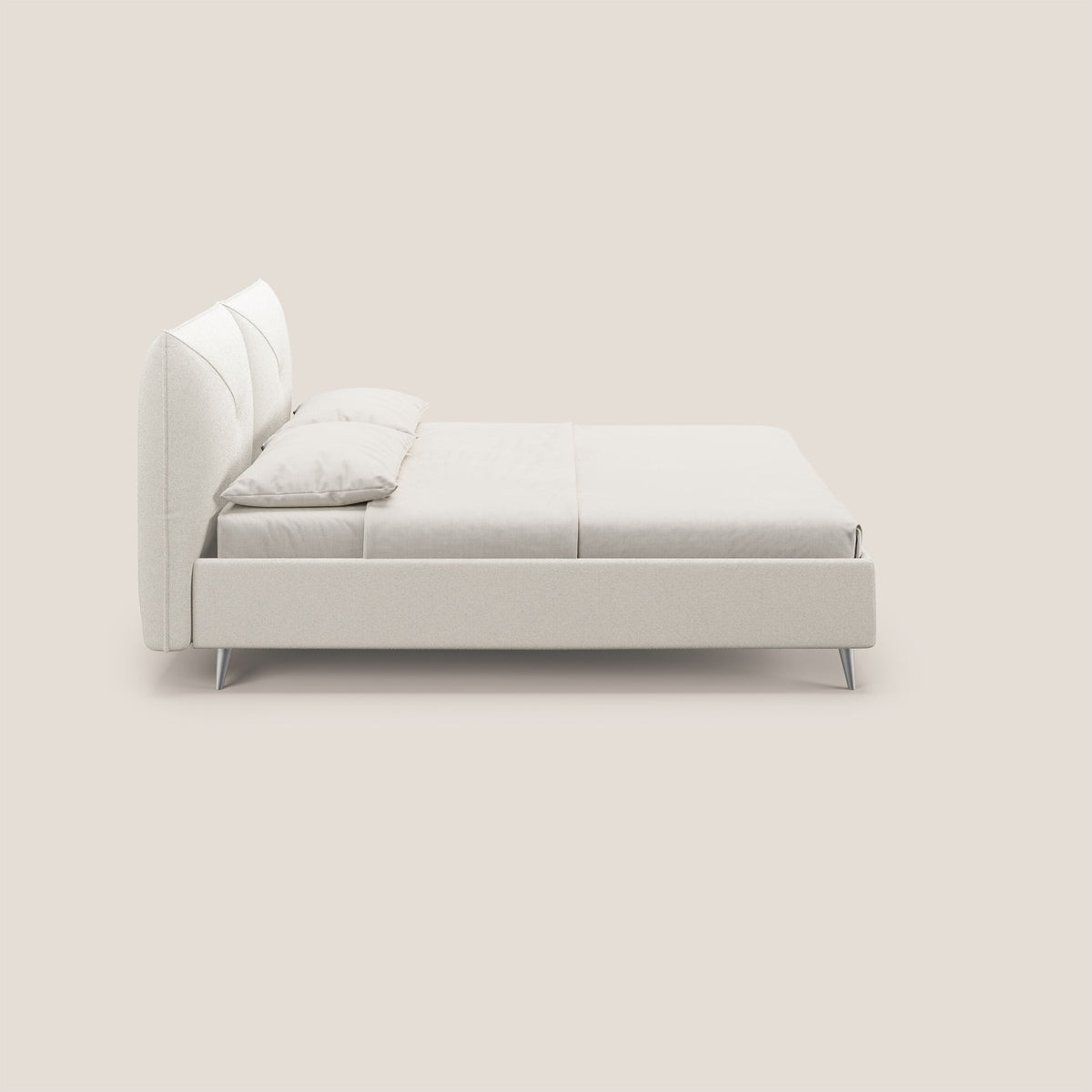 Adone letto imbottito contenitore a doppia pannellatura in bouclet impermeabile T07 bianco - divitt.sbs