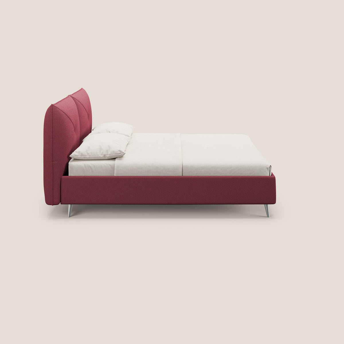 Adone letto imbottito contenitore a doppia pannellatura in bouclet impermeabile T07 rosso - divitt.sbs
