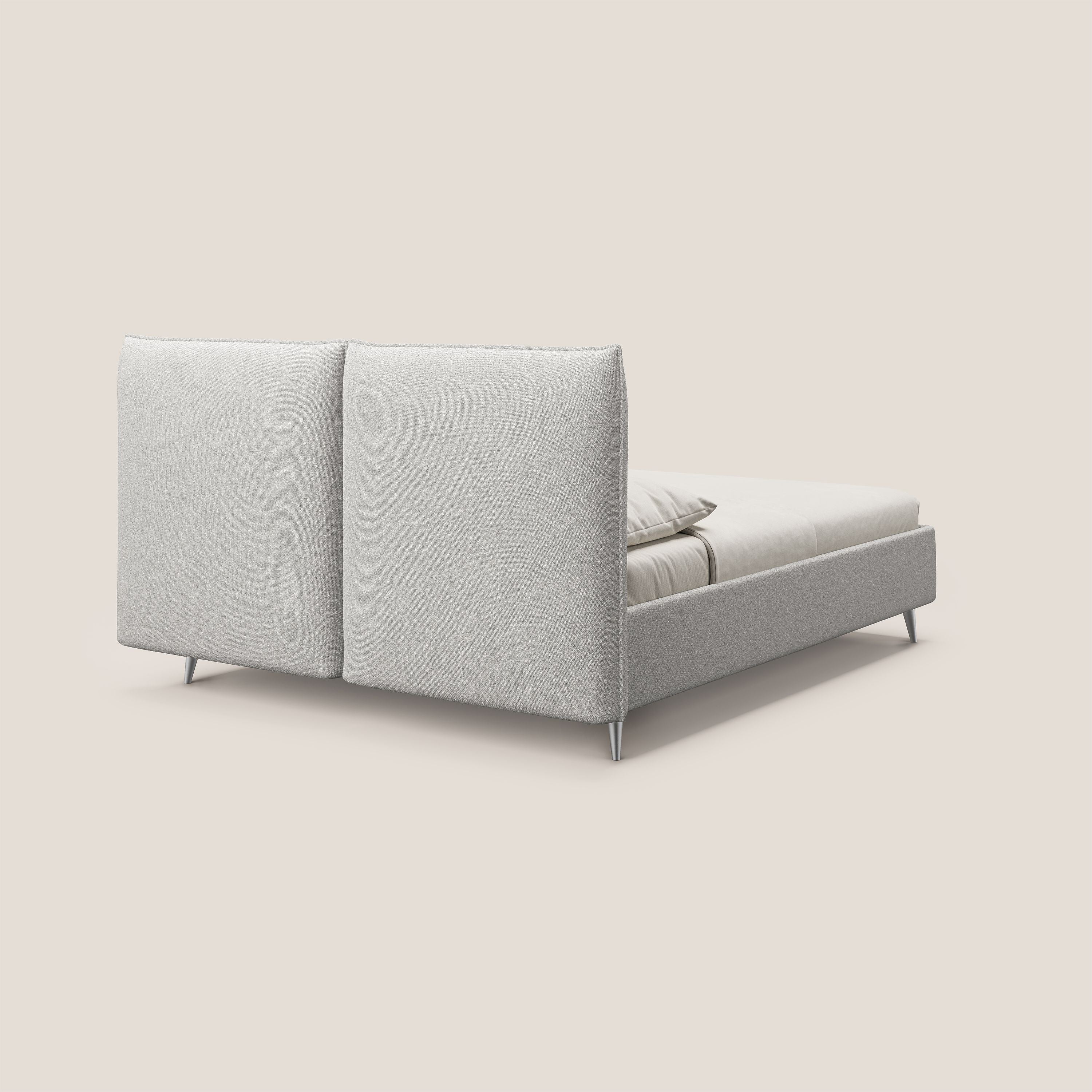 Adone letto imbottito contenitore a doppia pannellatura in bouclet impermeabile T07 grigio - divitt.sbs