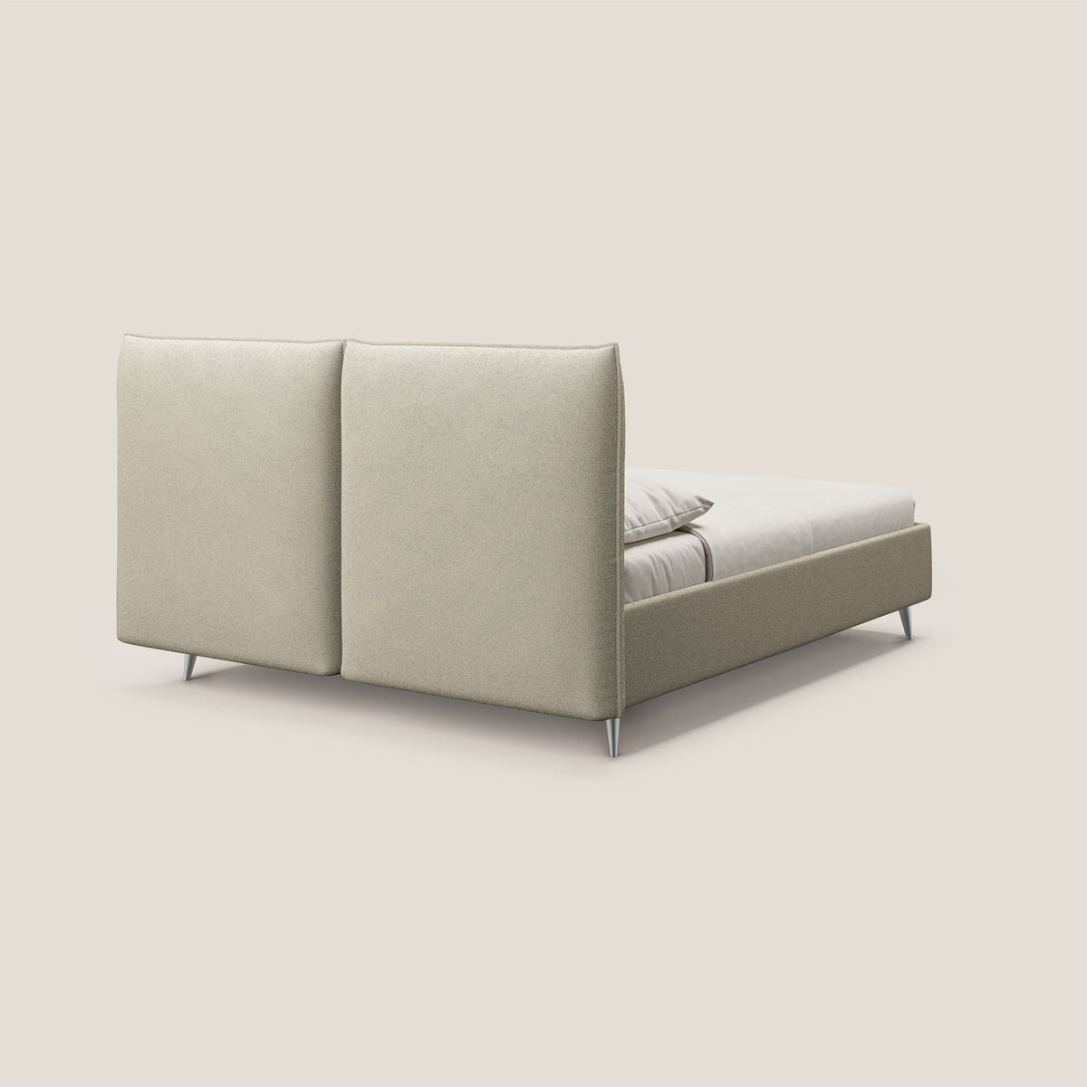 Adone letto imbottito contenitore a doppia pannellatura in bouclet impermeabile T07 beige - divitt.sbs