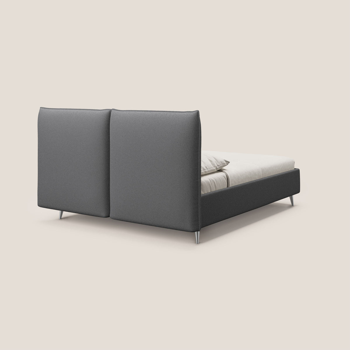 Adone letto imbottito contenitore a doppia pannellatura in bouclet impermeabile T07 antracite - divitt.sbs
