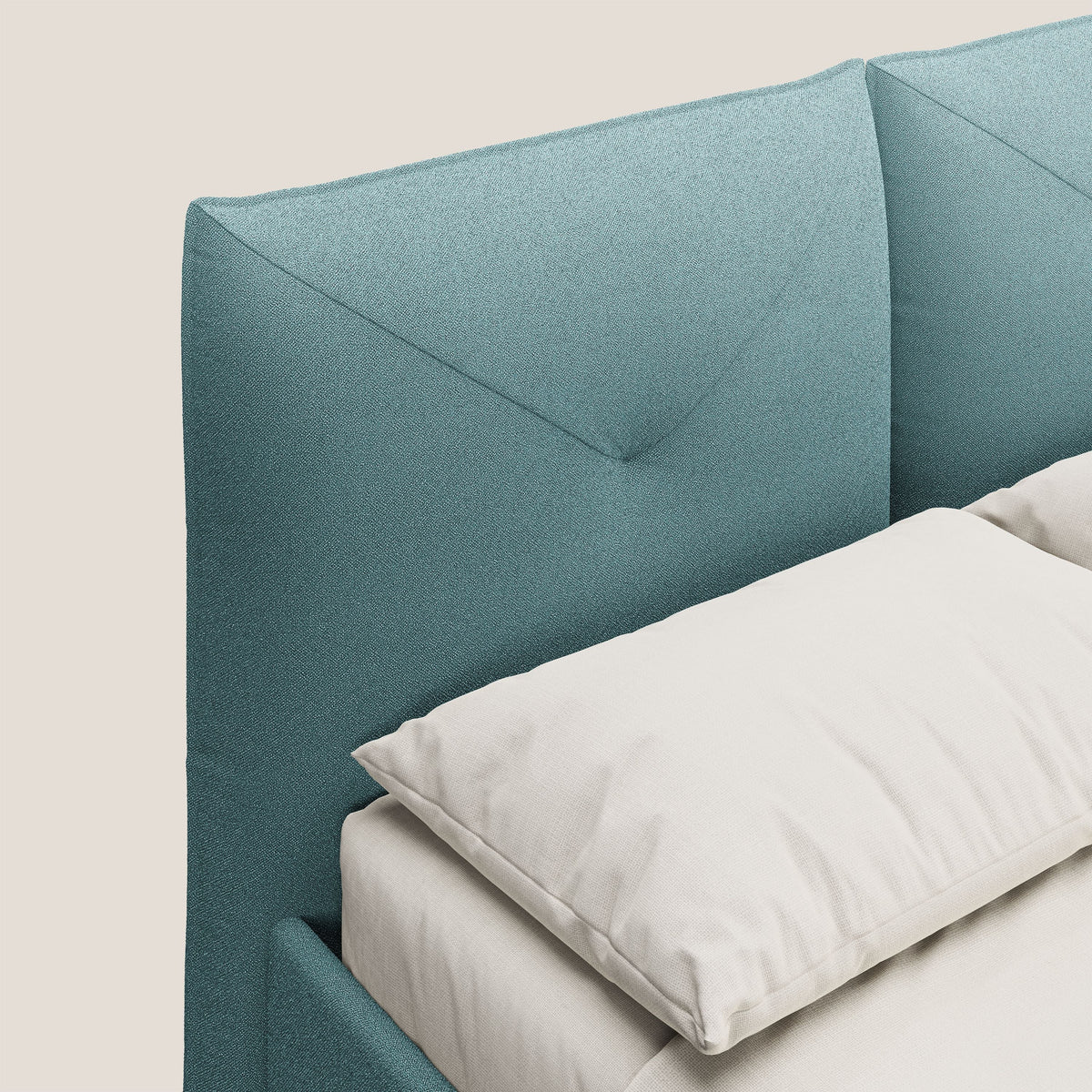 Adone letto imbottito contenitore a doppia pannellatura in bouclet impermeabile T07 azzurro - divitt.sbs