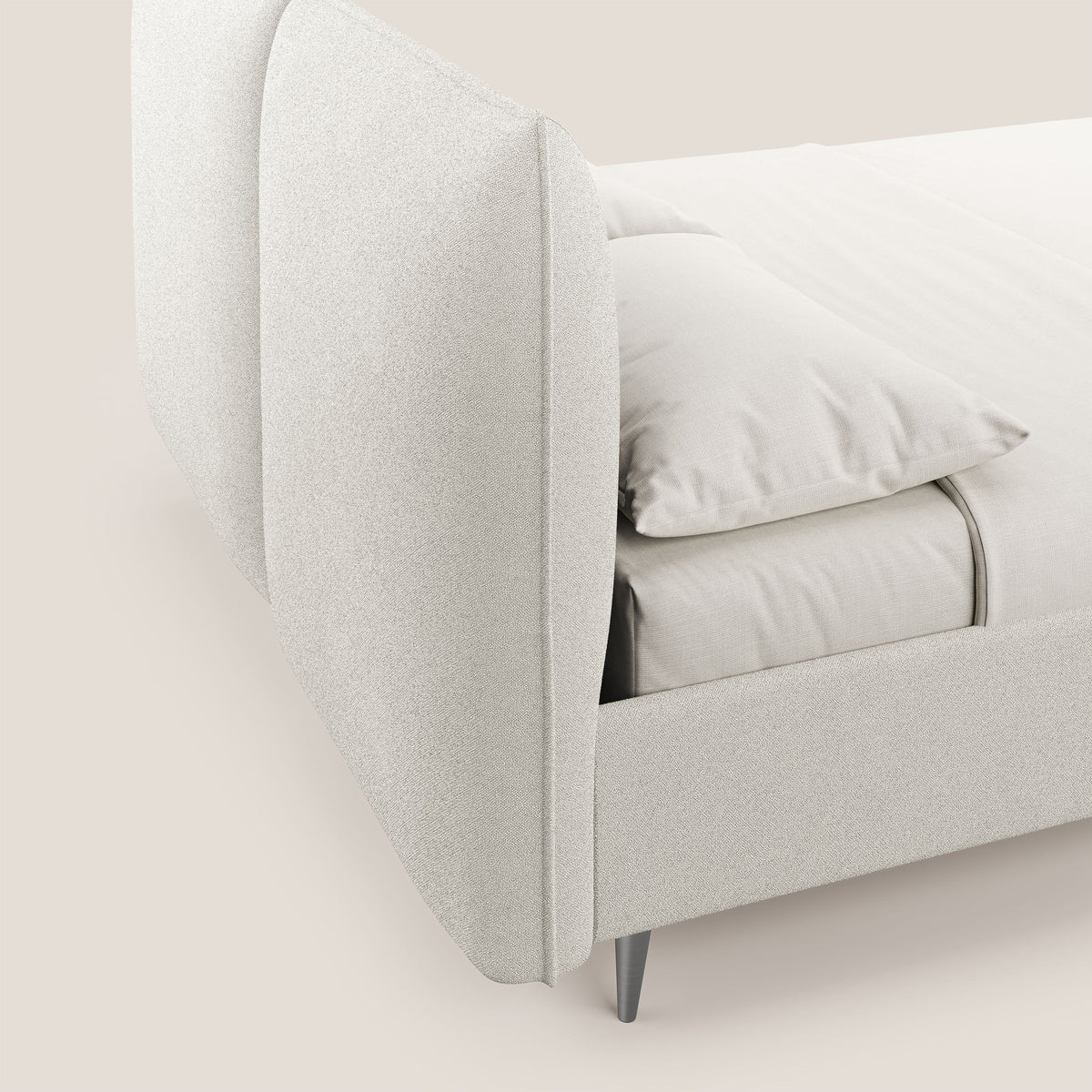 Adone letto imbottito contenitore a doppia pannellatura in bouclet impermeabile T07 bianco - divitt.sbs